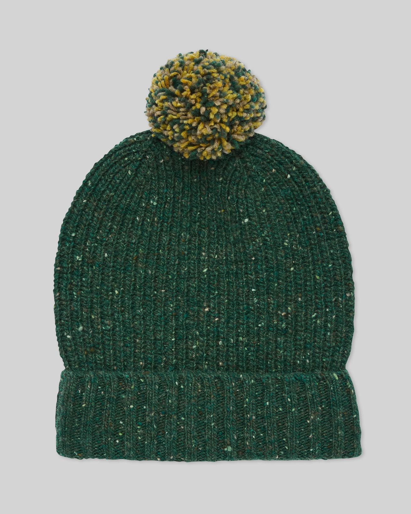 Mens Beanie Paul Smith Bobble Hat Donegal Rib Bobble Hat