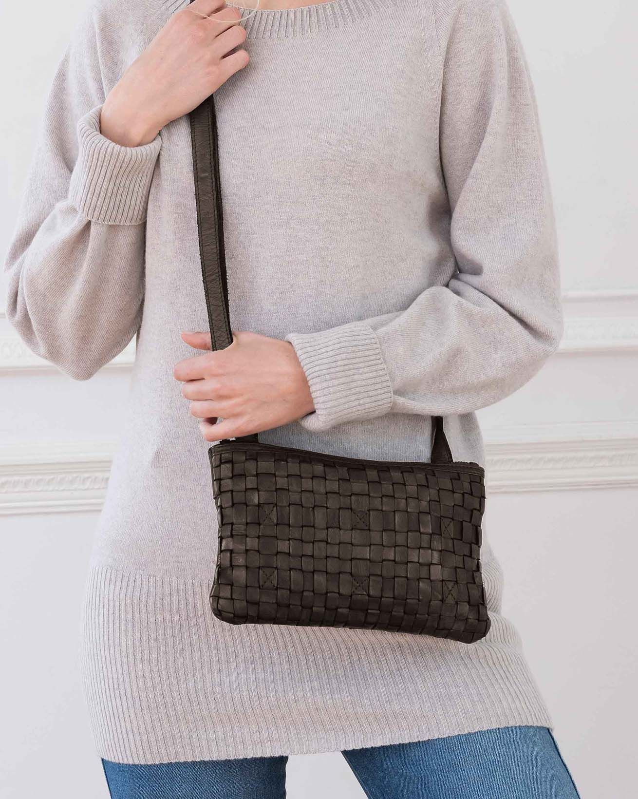 Woven Leather Cross Body Bag