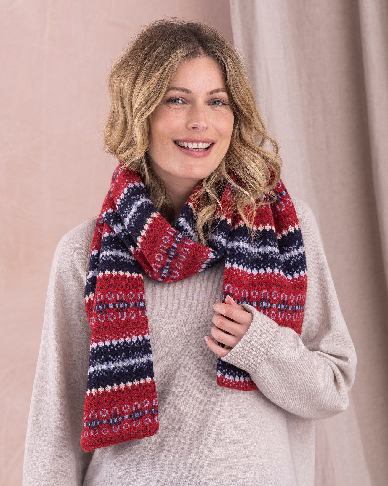 ラムウール織地フェアアイルスカーフ