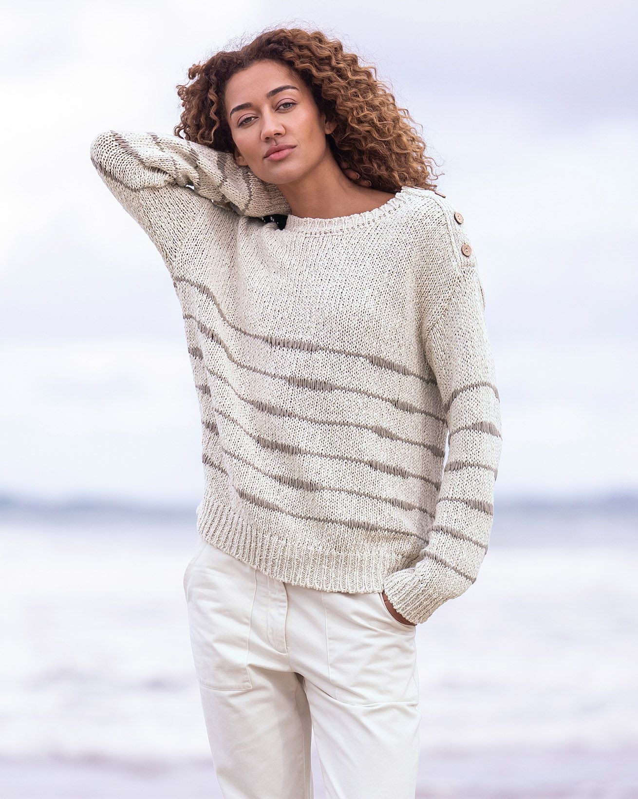Wool Pullover Strickpullover Winter Gestreifter Strickpullover Mit