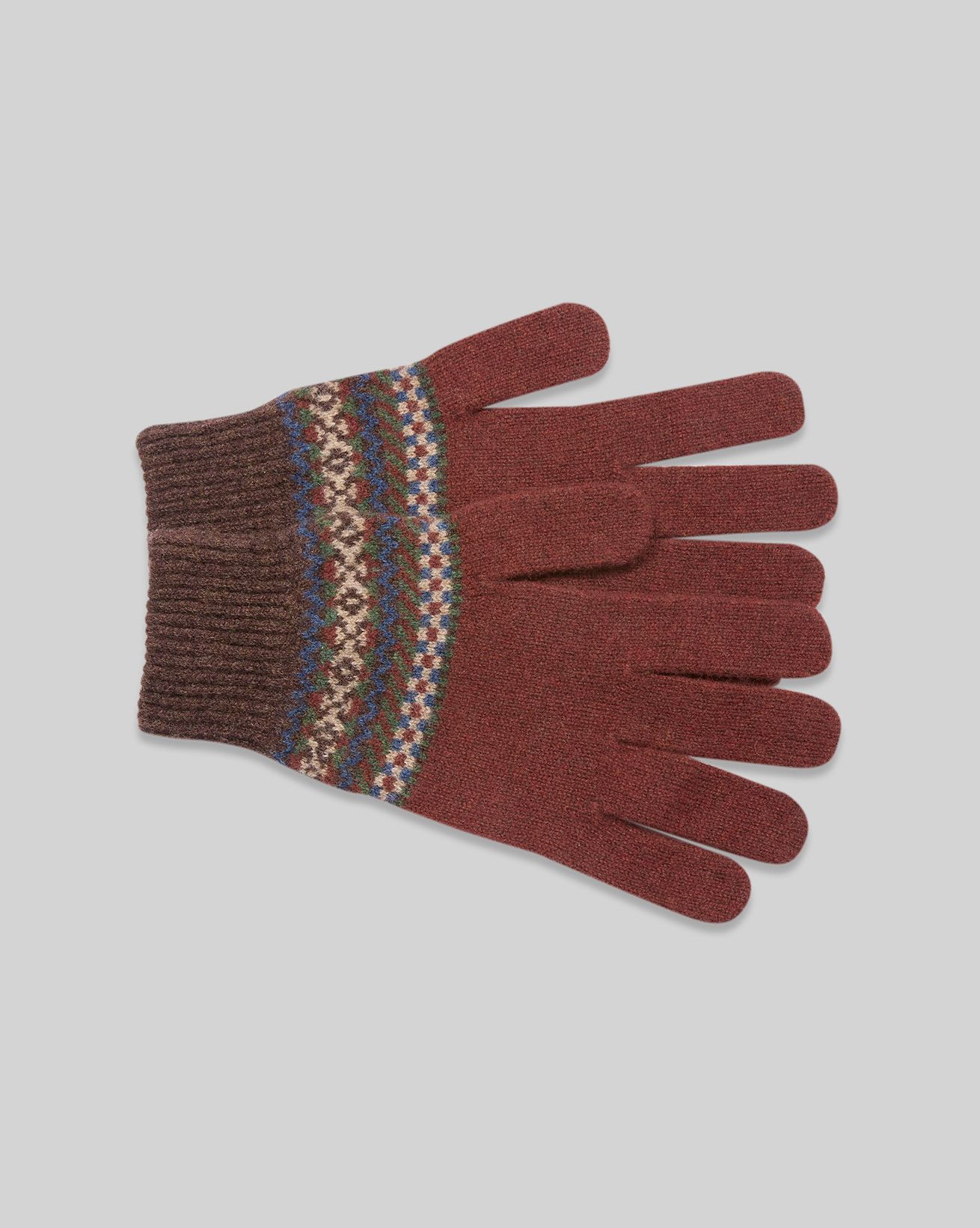 Herren-Handschuhe Aus Lammwolle Mit Norwegermuster