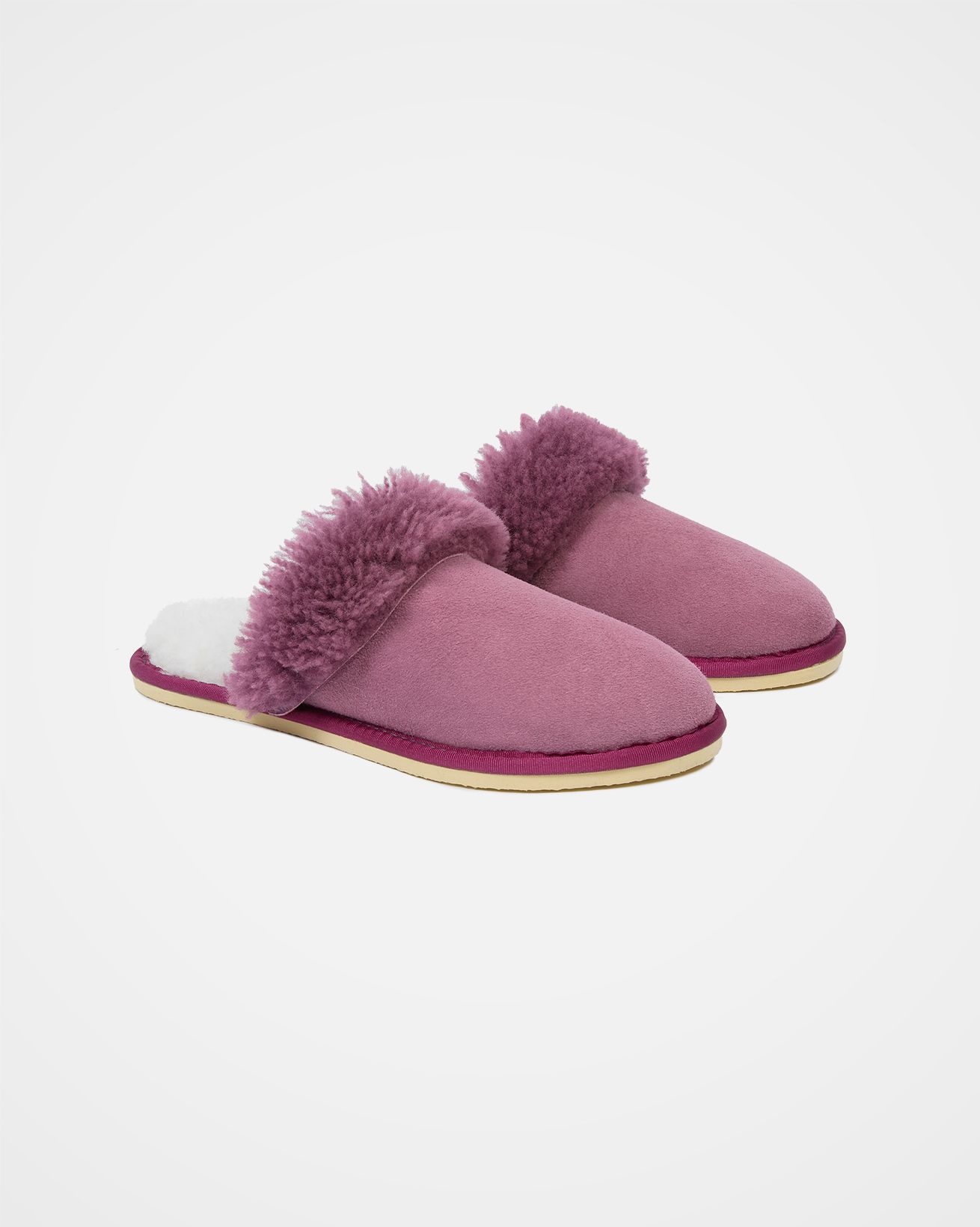 FLAT MULE IN WHITE LAMBSKIN main image 1