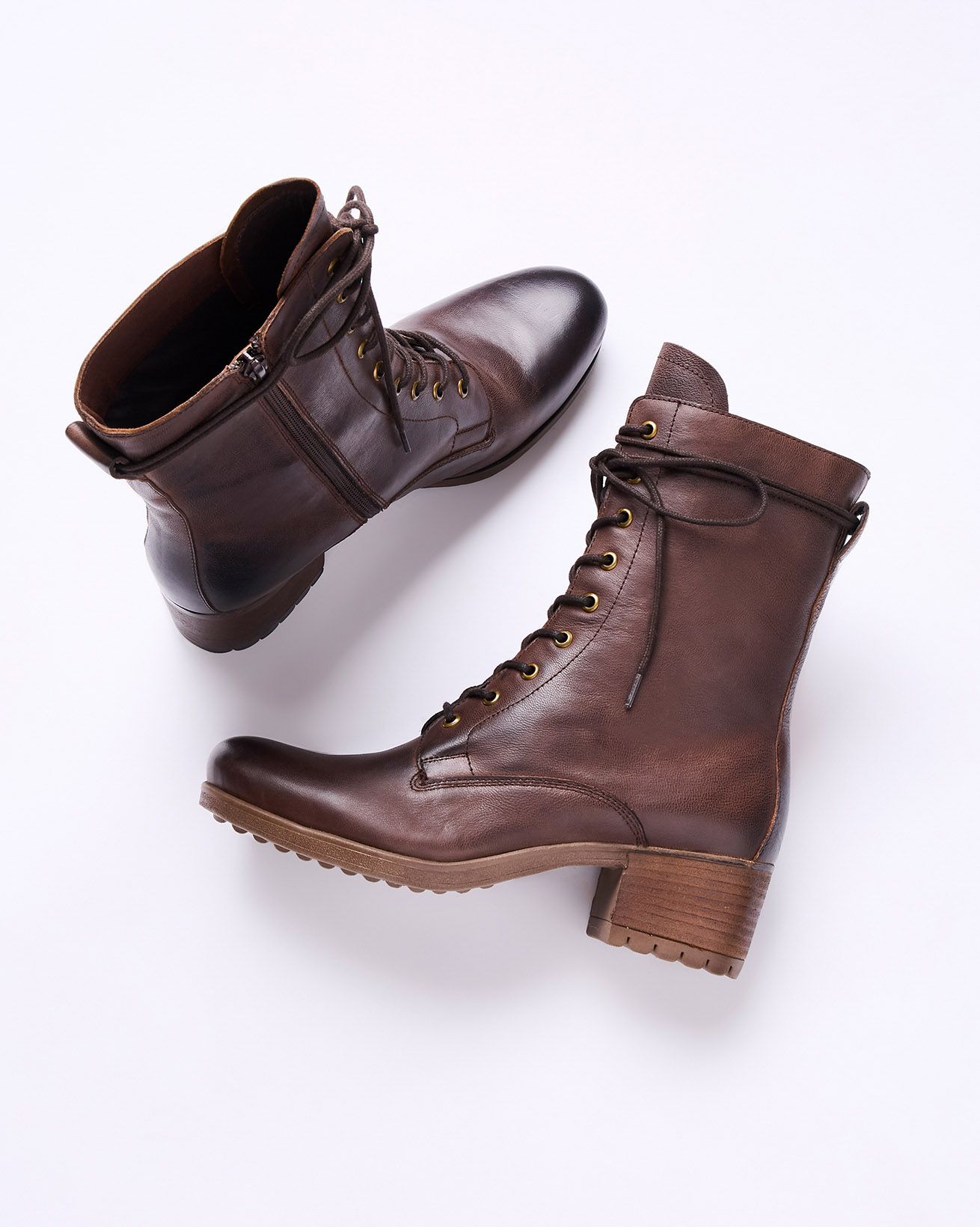 Leather Botte Talon Bloc Bottes Derby à Talon Bloc