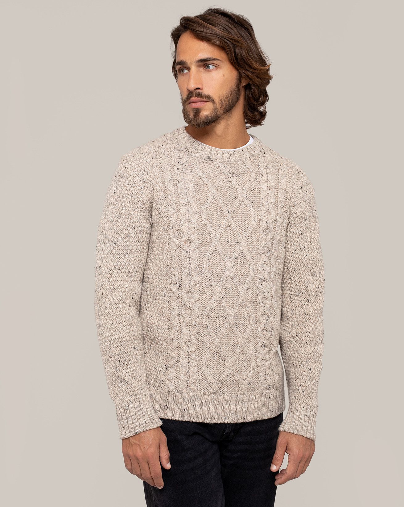 Men's Cable Crew Neck Jumper