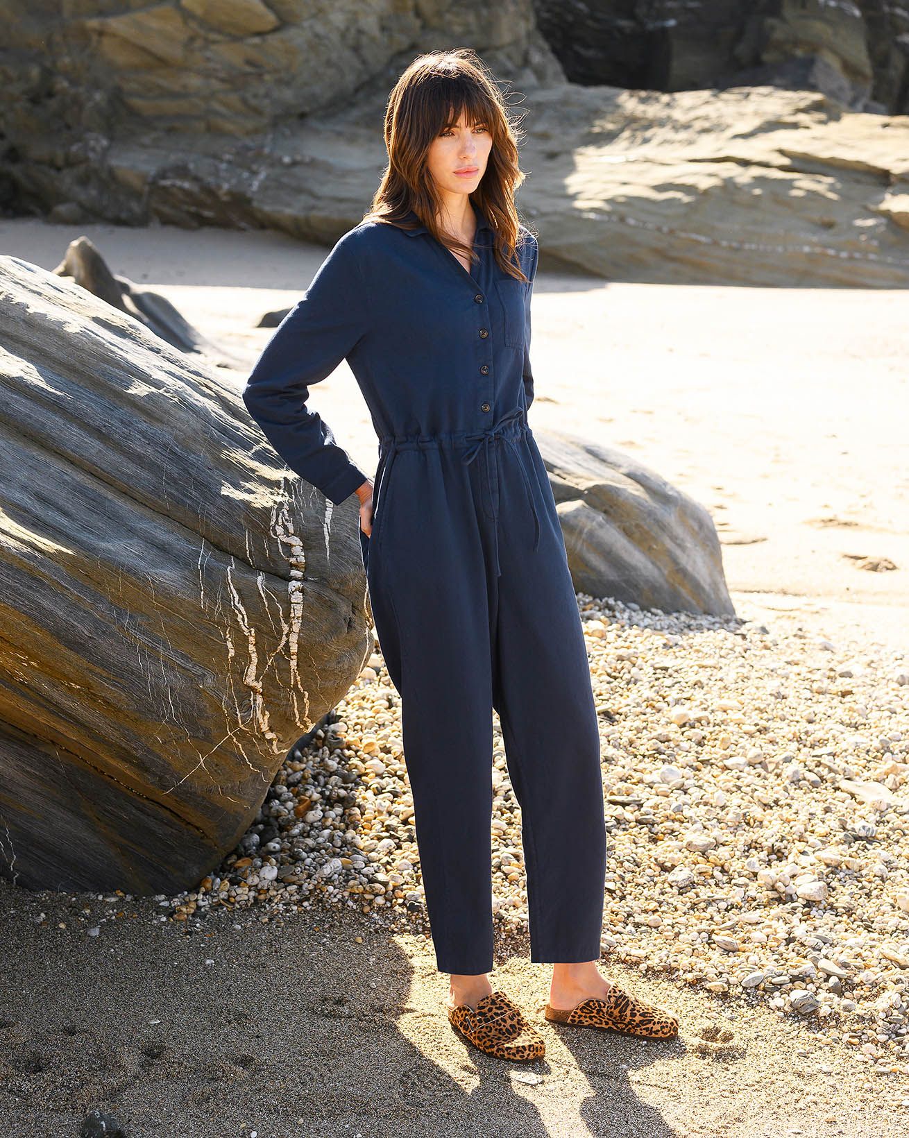 Organic Cotton Twill Long Sleeve Jumpsuit
