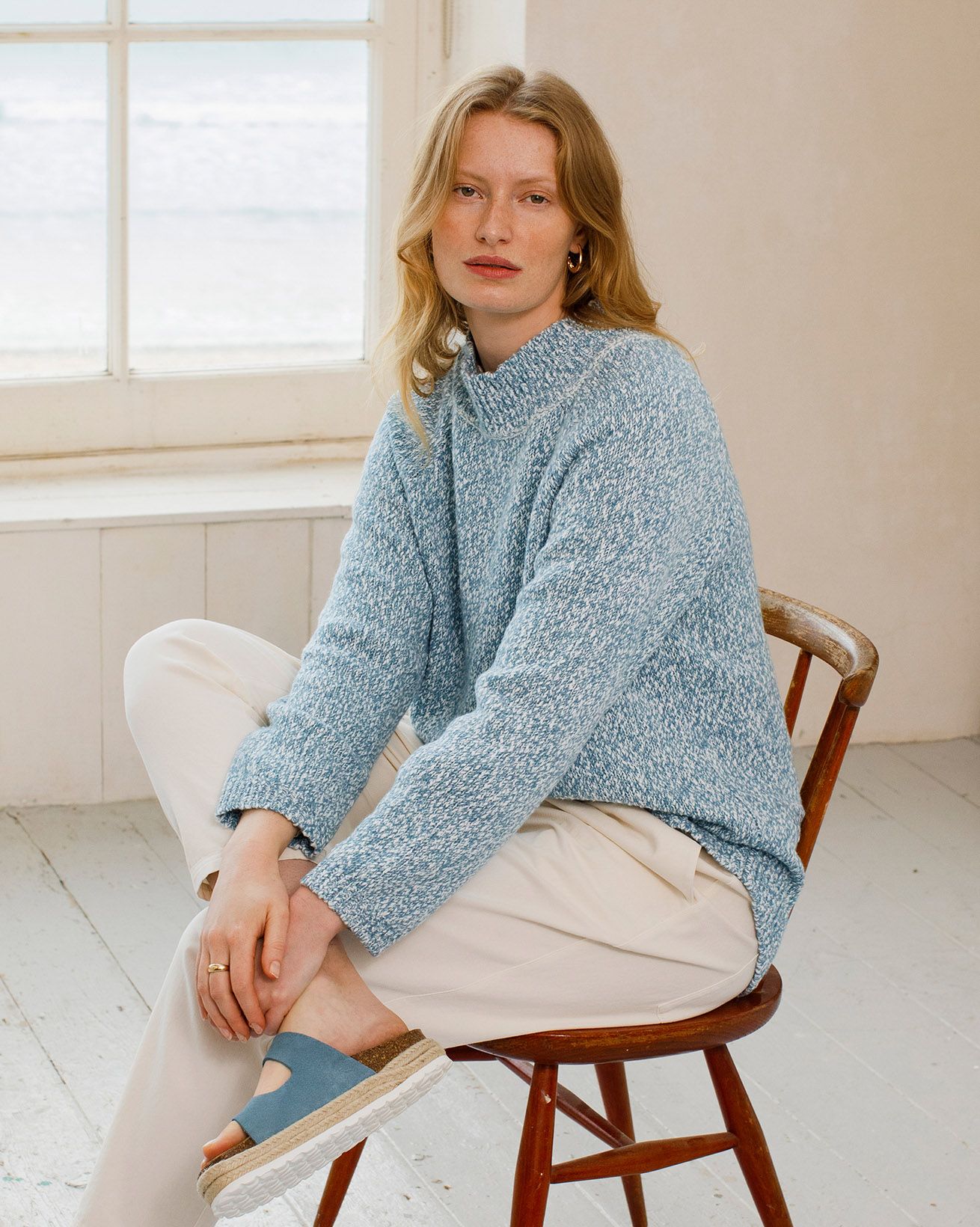 merino wool ladies funnel neck jumpers