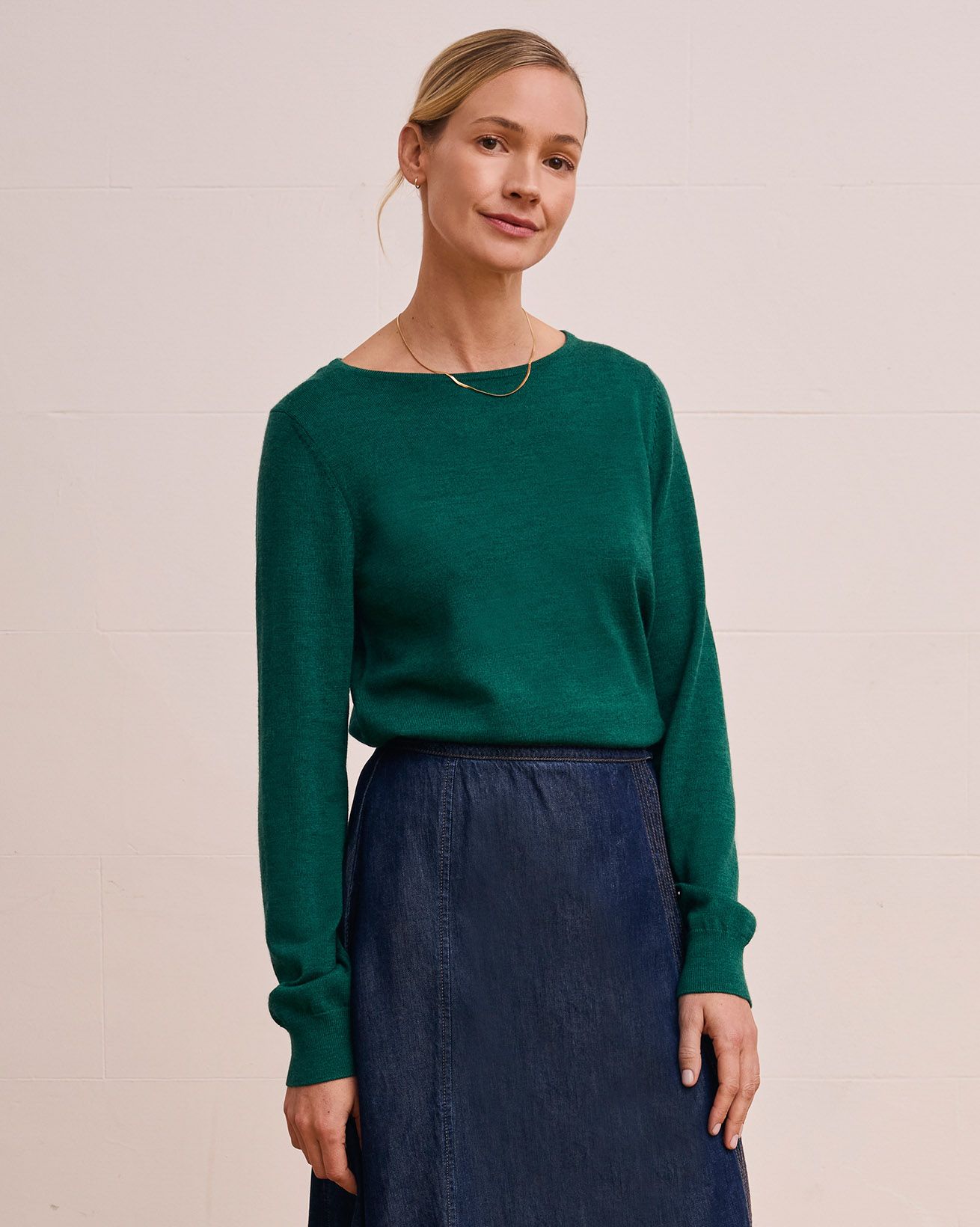 Merino Fine Knit Boat Neck Sweater