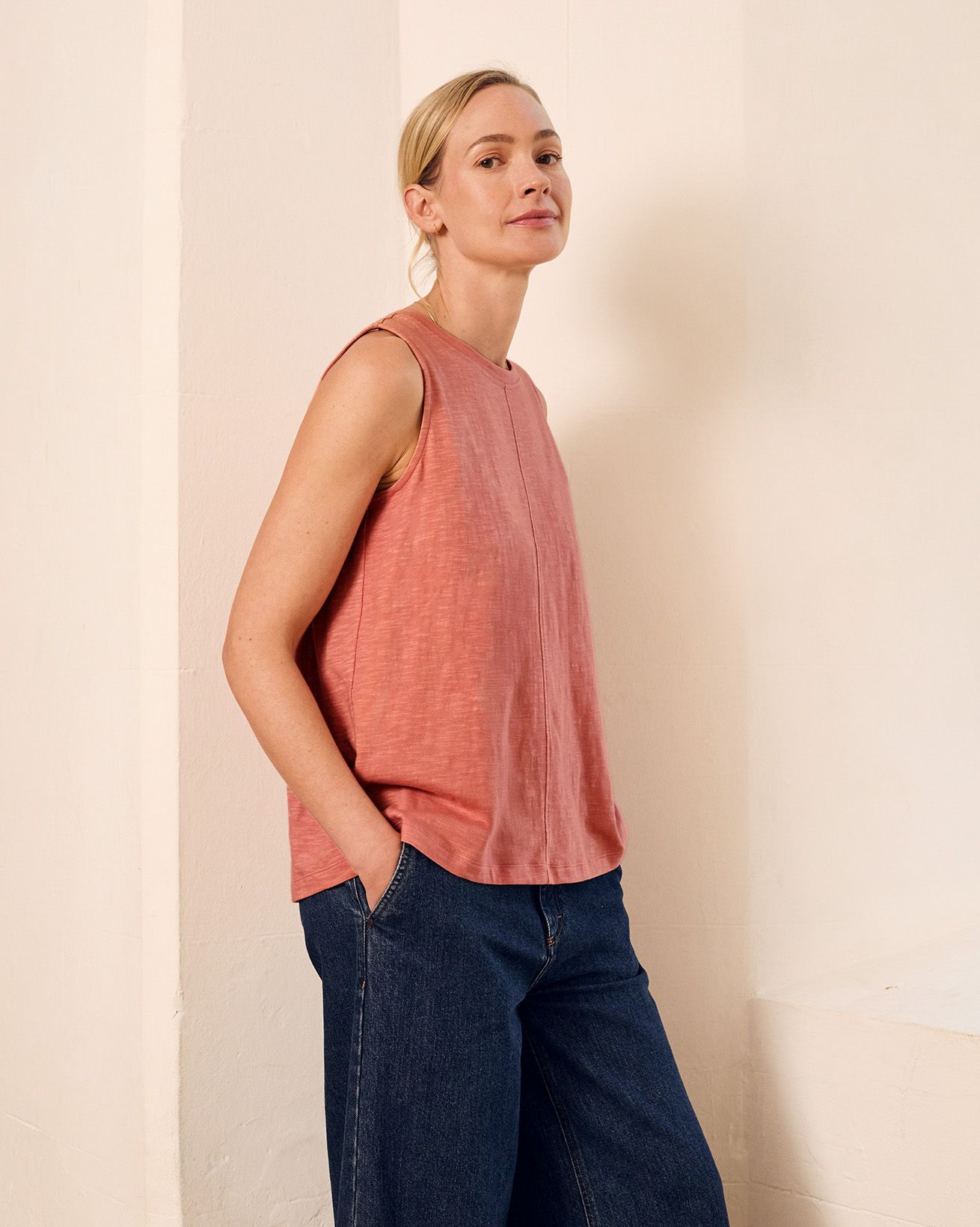 新作サルセーション　Back Pleat Tank Top Organic Cotton Pleat Back Tank