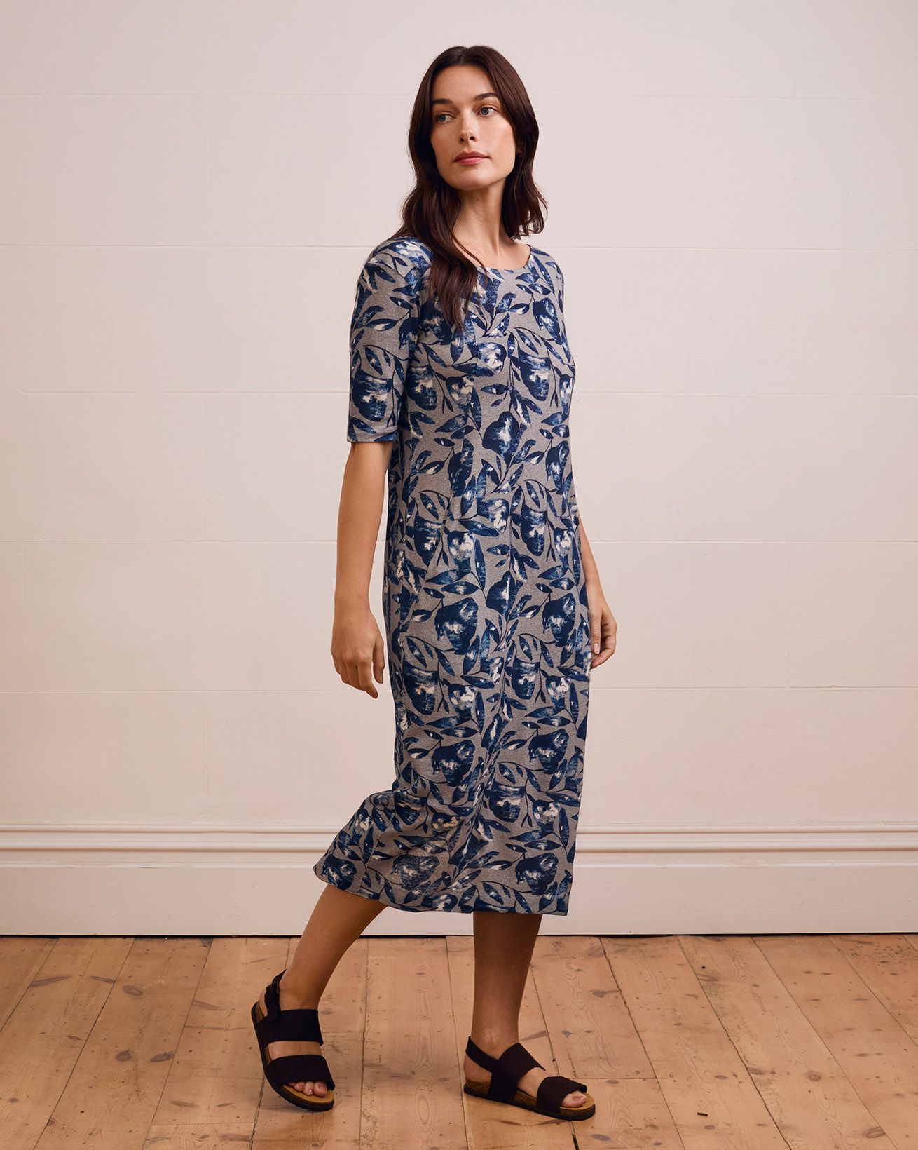 Linen Blend Button Back Dress