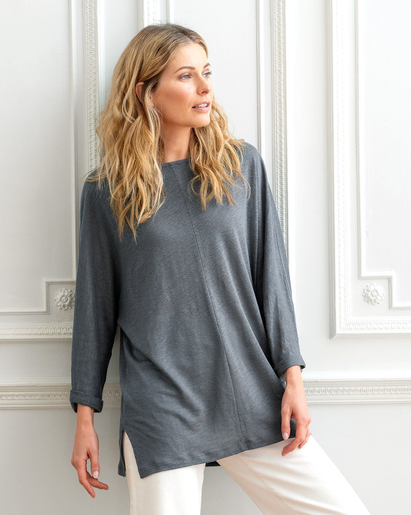 Linen Boat Neck Top