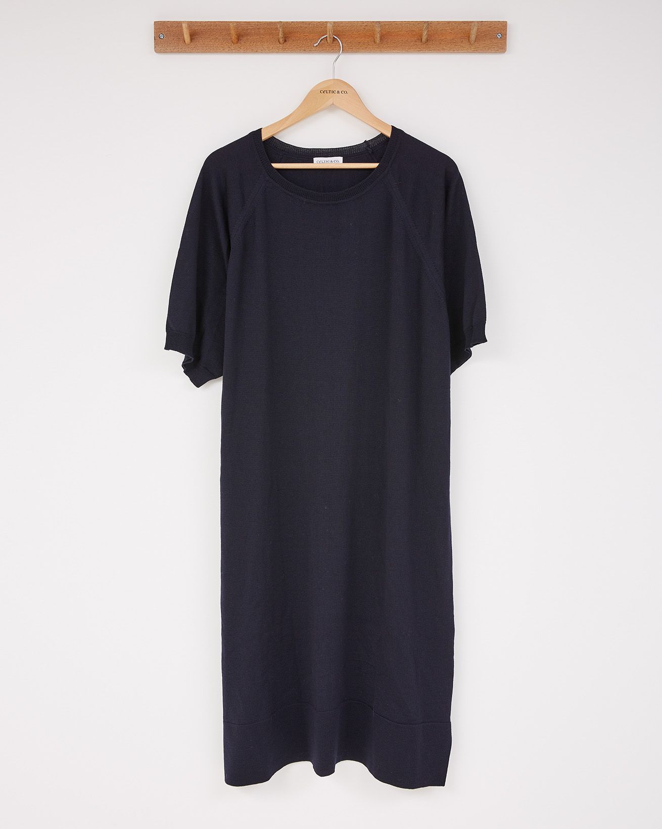 Short Sleeve Crew Neck Dress / Navy / L