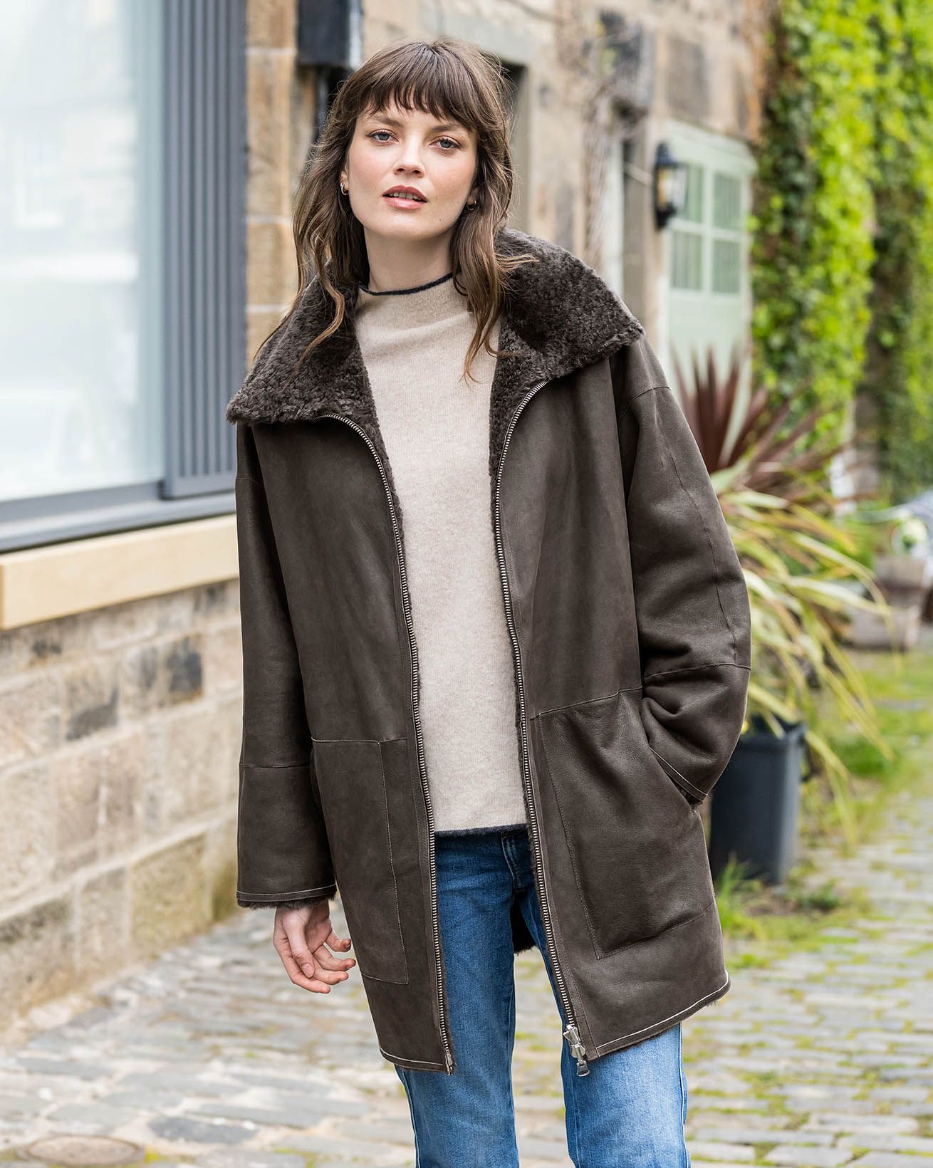 Reversible Funnel Neck Coat