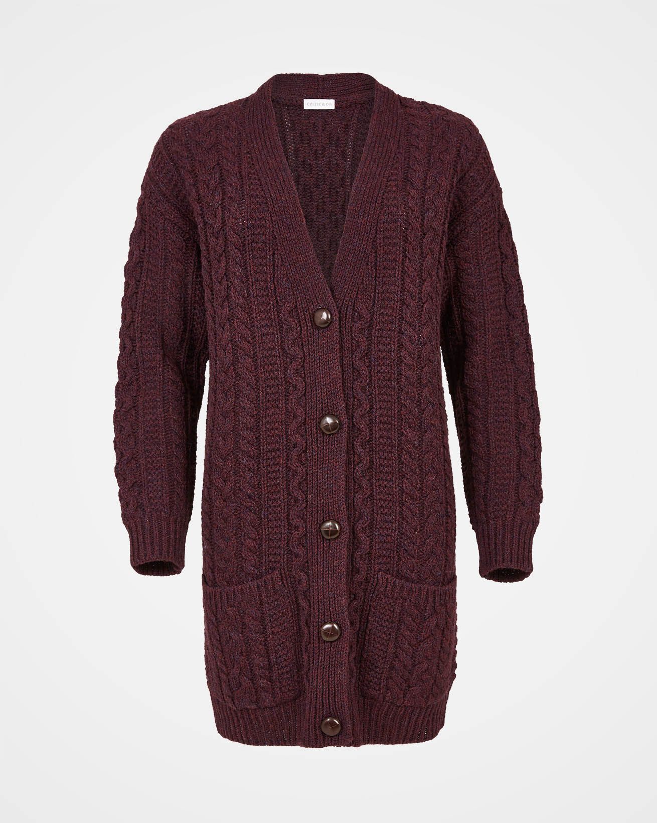 Cable Boyfriend Cardigan / Damson / S