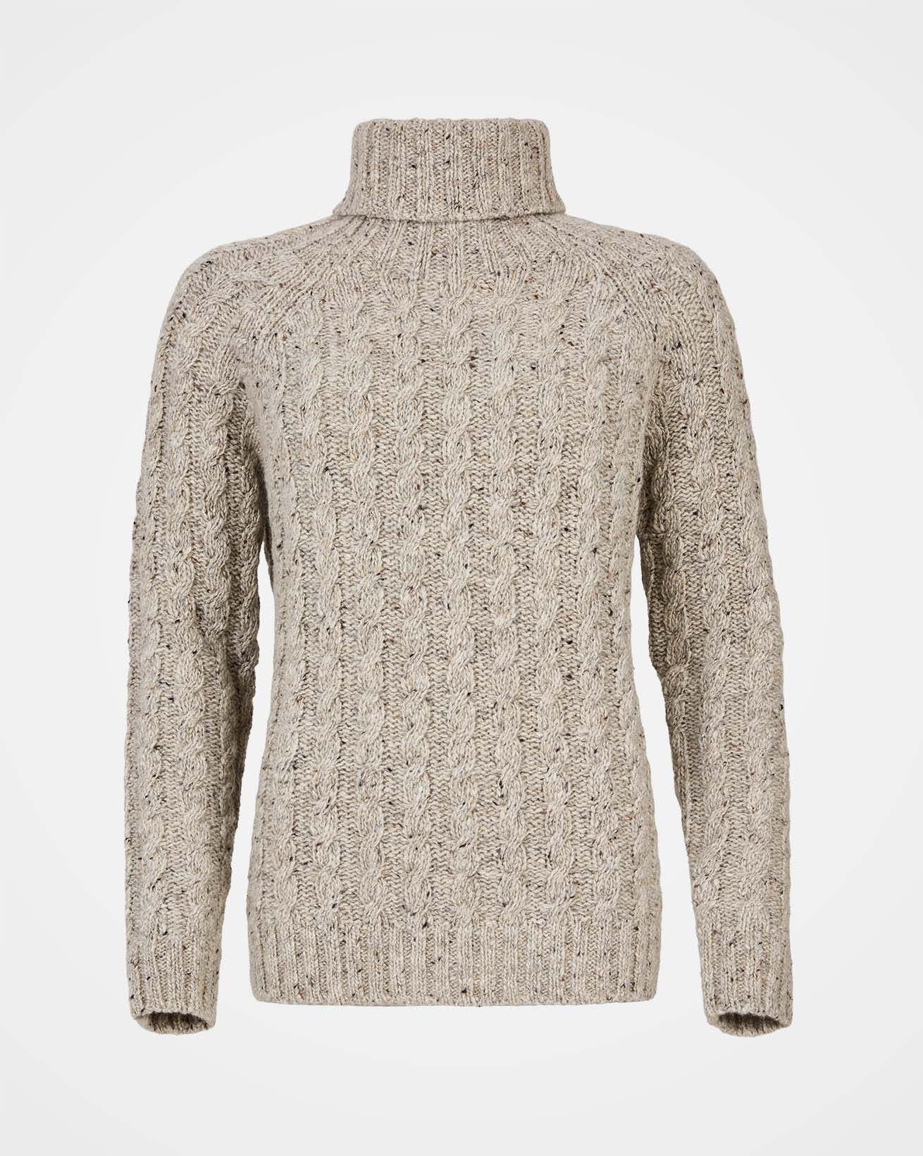Donegal Cable Roll Neck / Oatmeal fleck / S