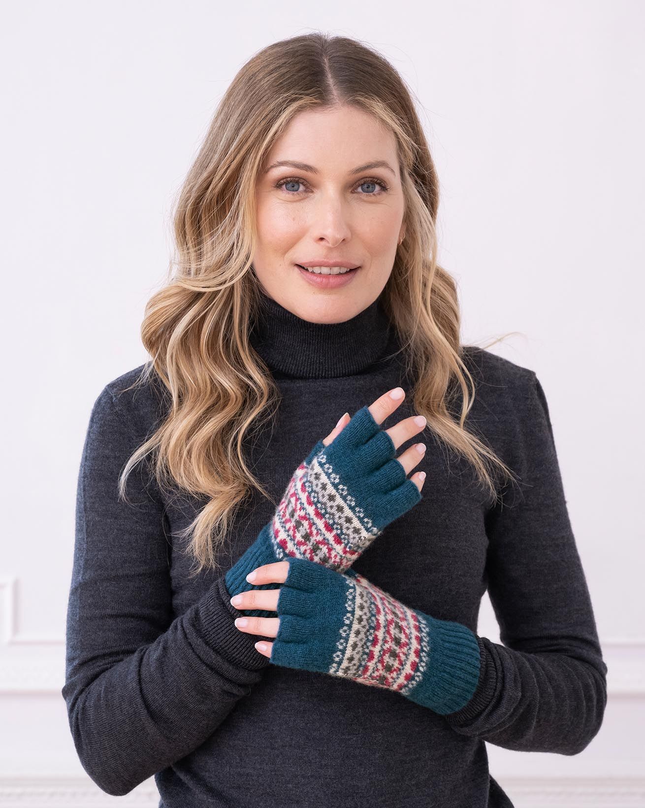 Mitaines À Motifs Fair Isle En Laine D’Agneau