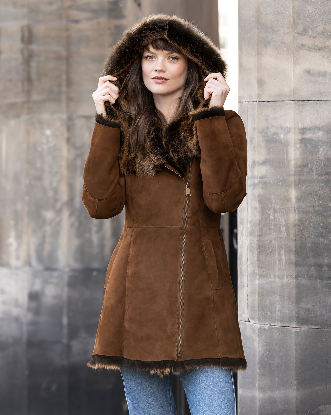 Veste À Capuche En Peau De Mouton De Toscane