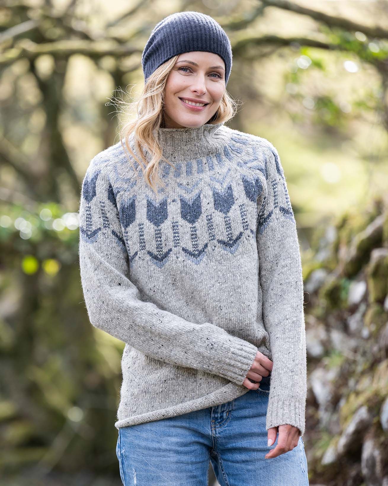 Pullover mit Trichterkragen und Fair-Isle-Muster