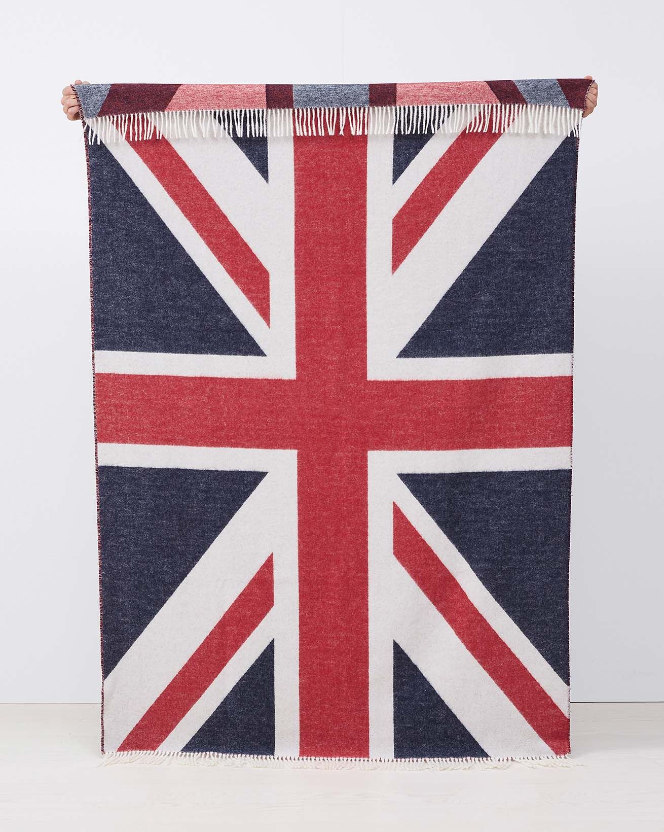 Jeté en laine d’agneau mérinos, motif drapeau britannique