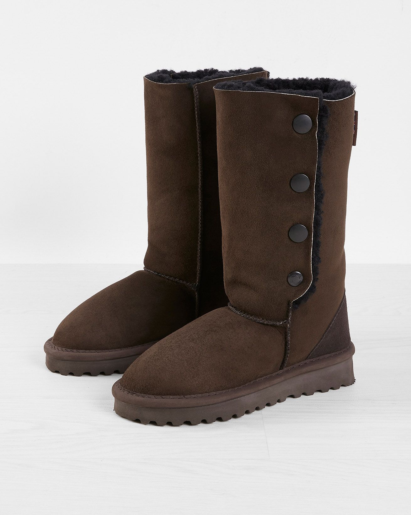 Popper Sheepskin Boots - Calf Height