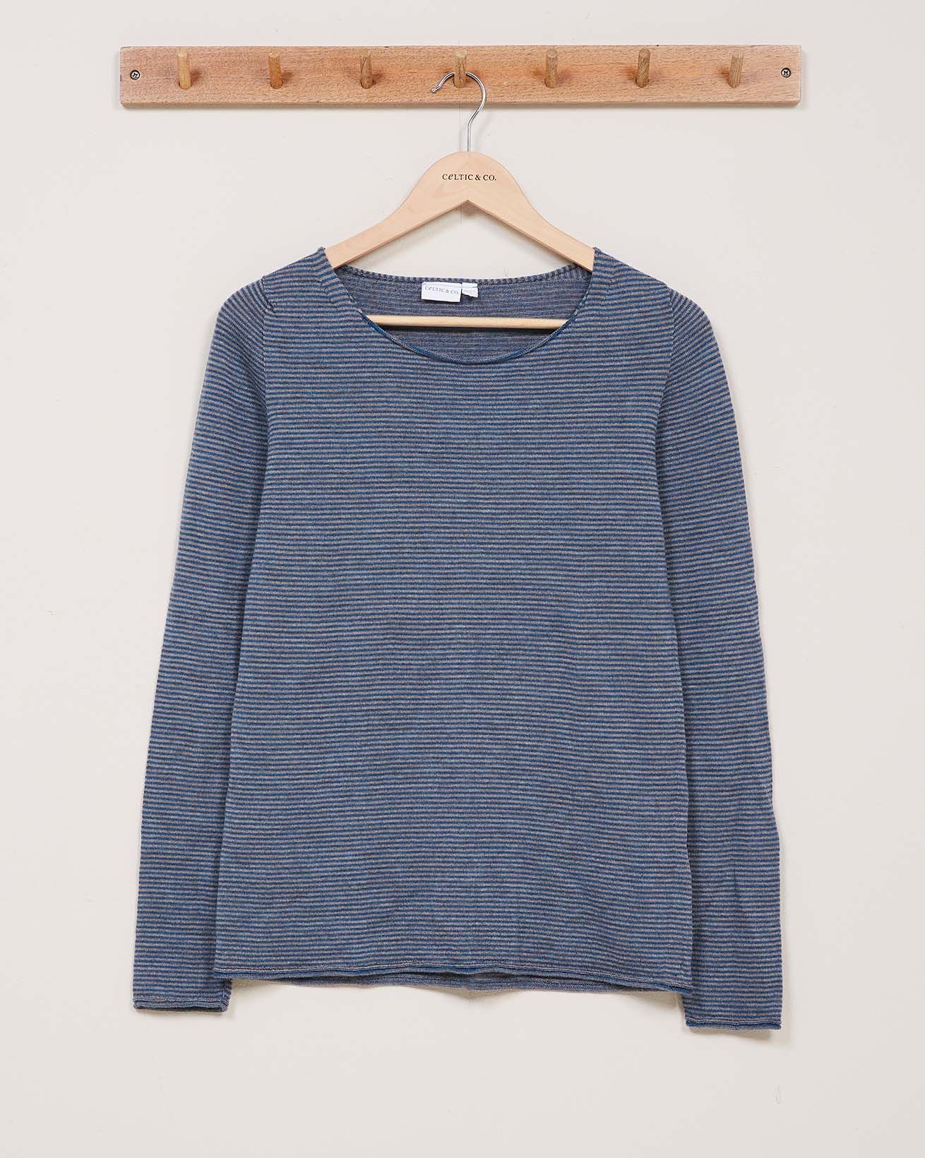 Fine Knit Merino Crew / Mushroom, Blue / S