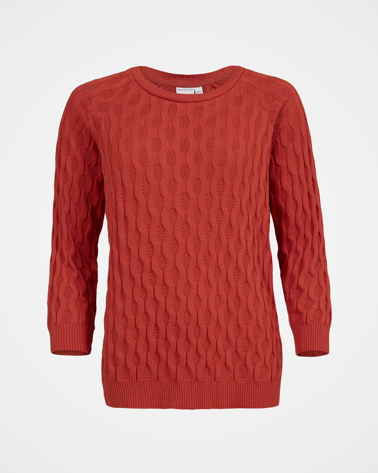 Wave Pointelle Sweatshirt / Burnt Orange / 10