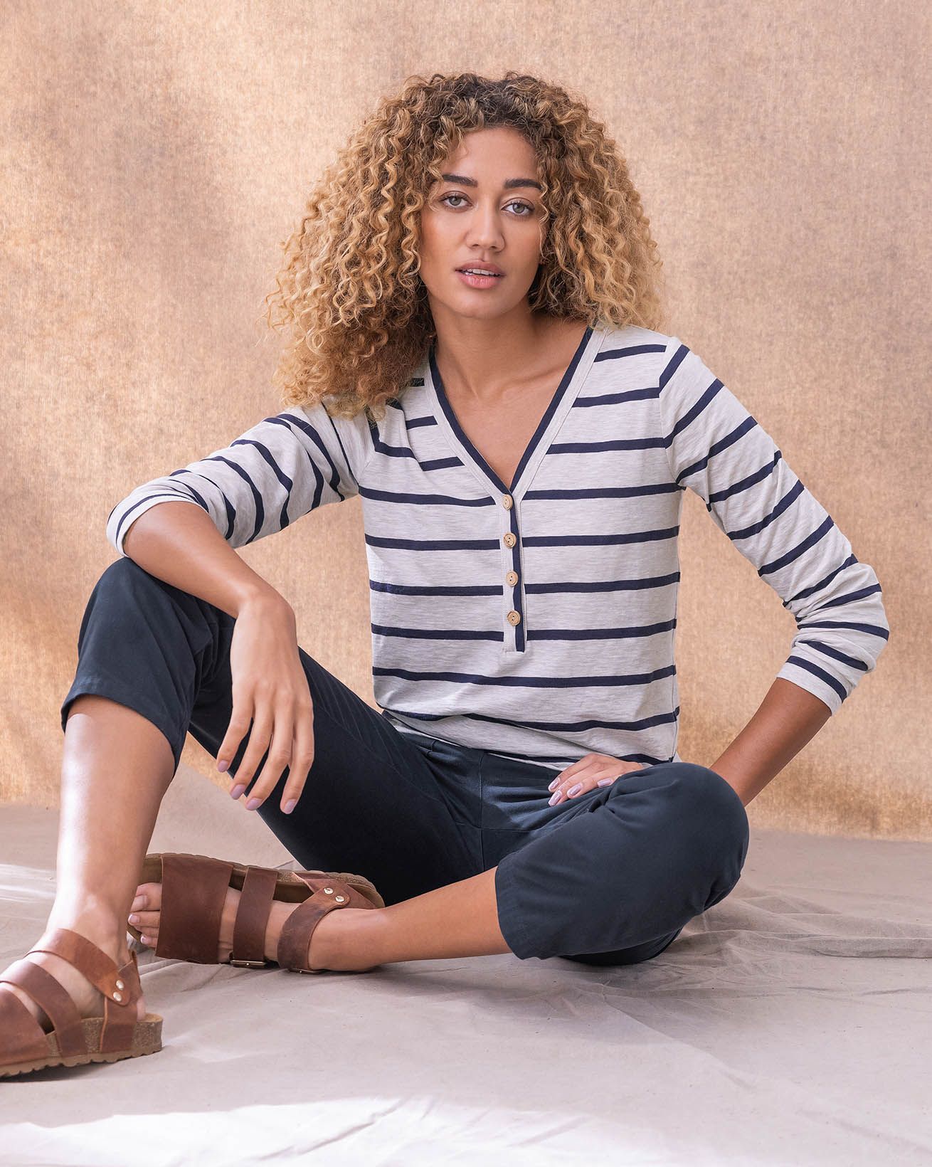 Jersey Half Placket Top