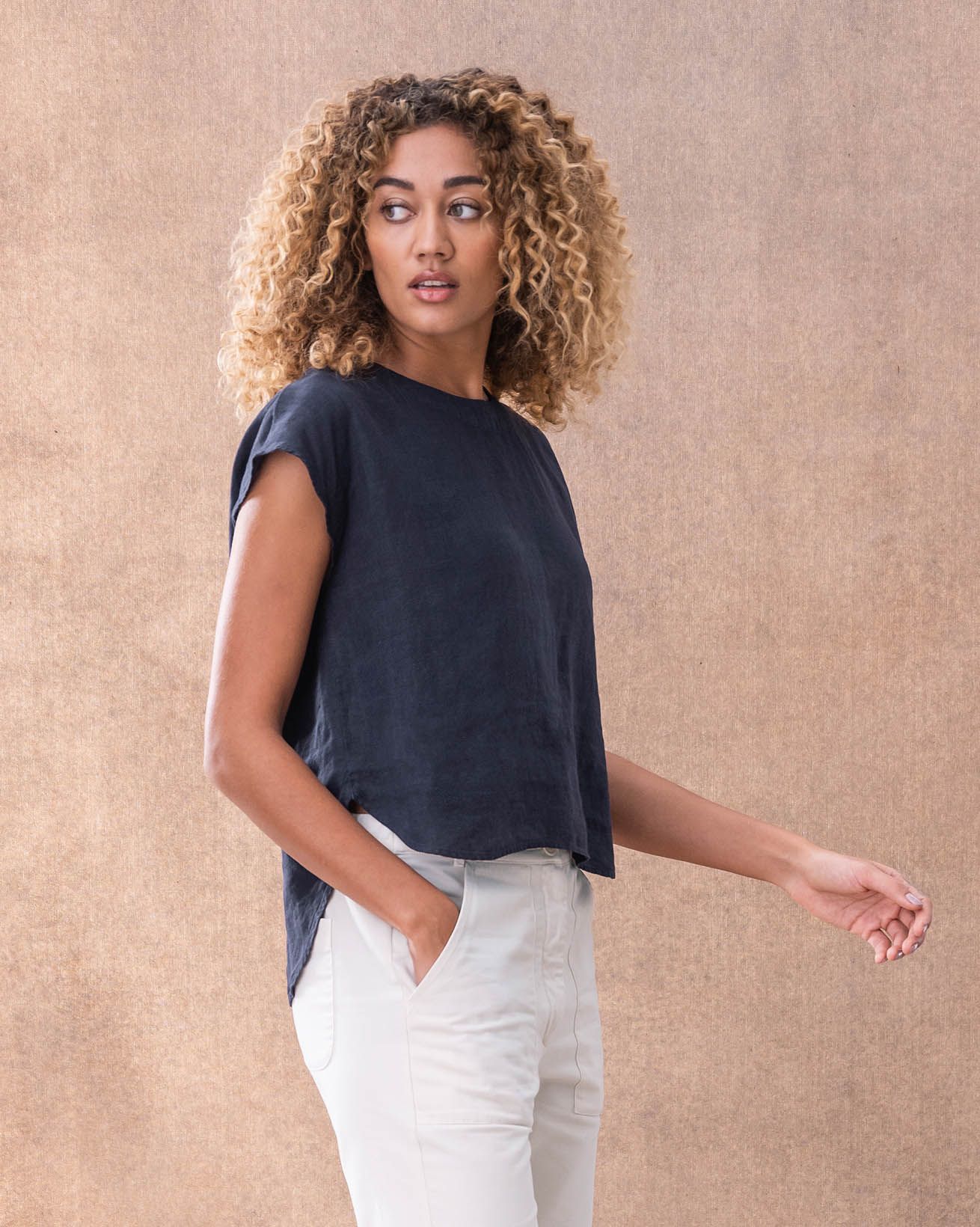 Linen Button Back Blouse