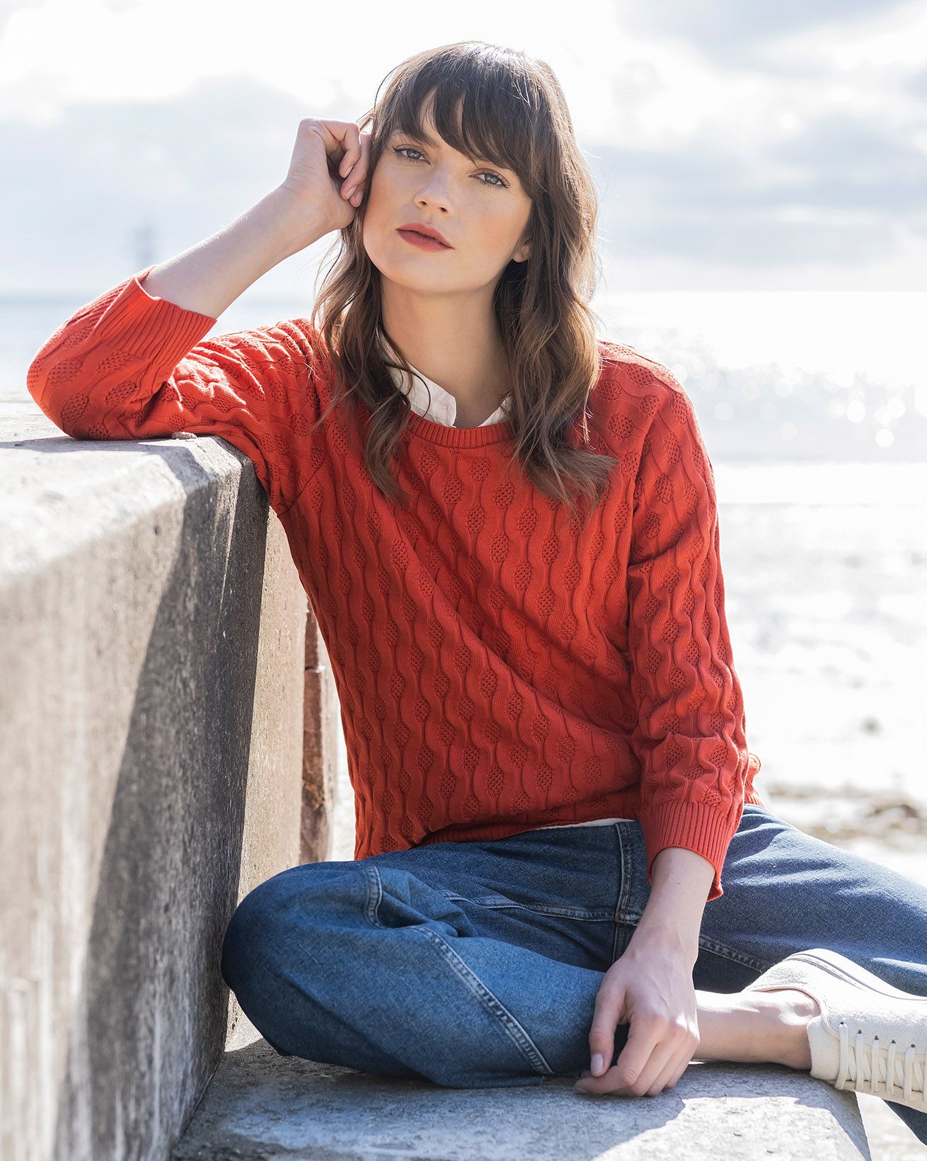 Wave Pointelle Sweatshirt