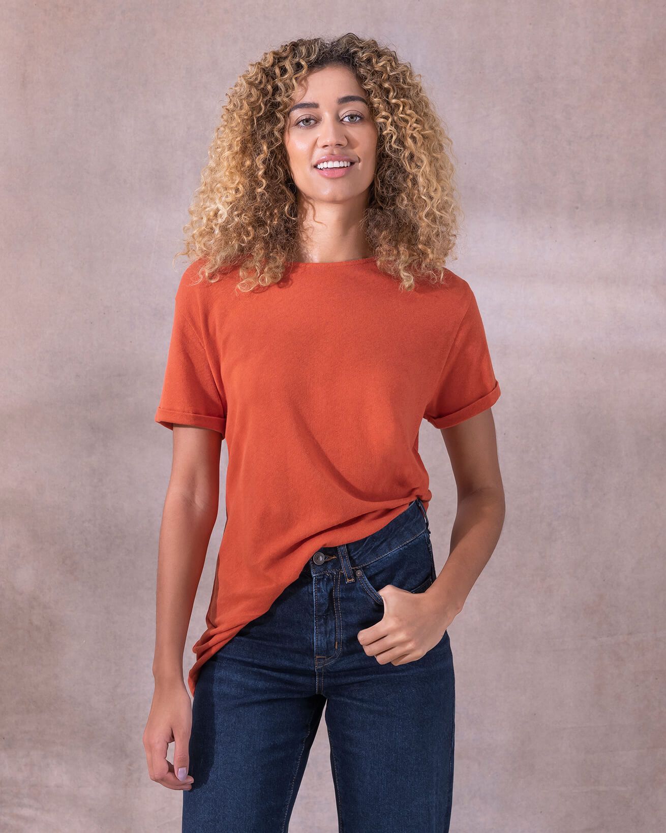 Linen/Cotton Button Back Top