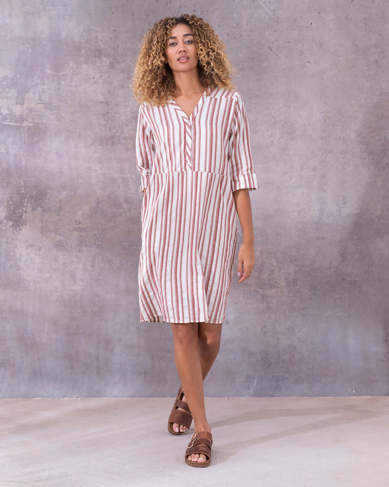 Striped Knee Length Dress