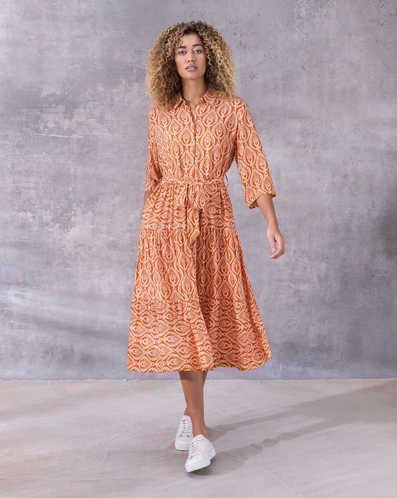 Tiered Midi Shirt Dress