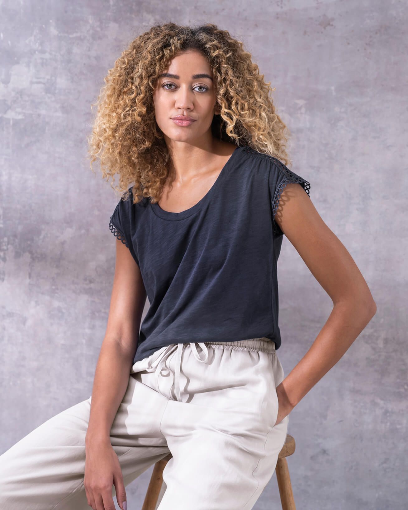 Organic Cotton Jersey Loop Trim Top