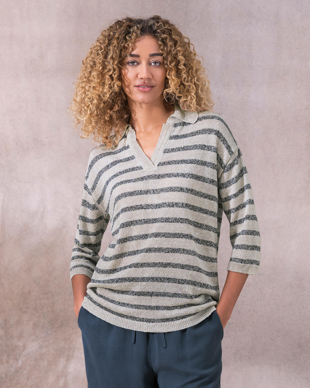 Linen Polo Top