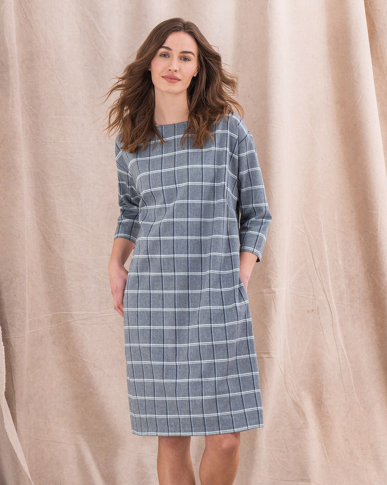 Robe Droite À Carreaux En Coton Biologique