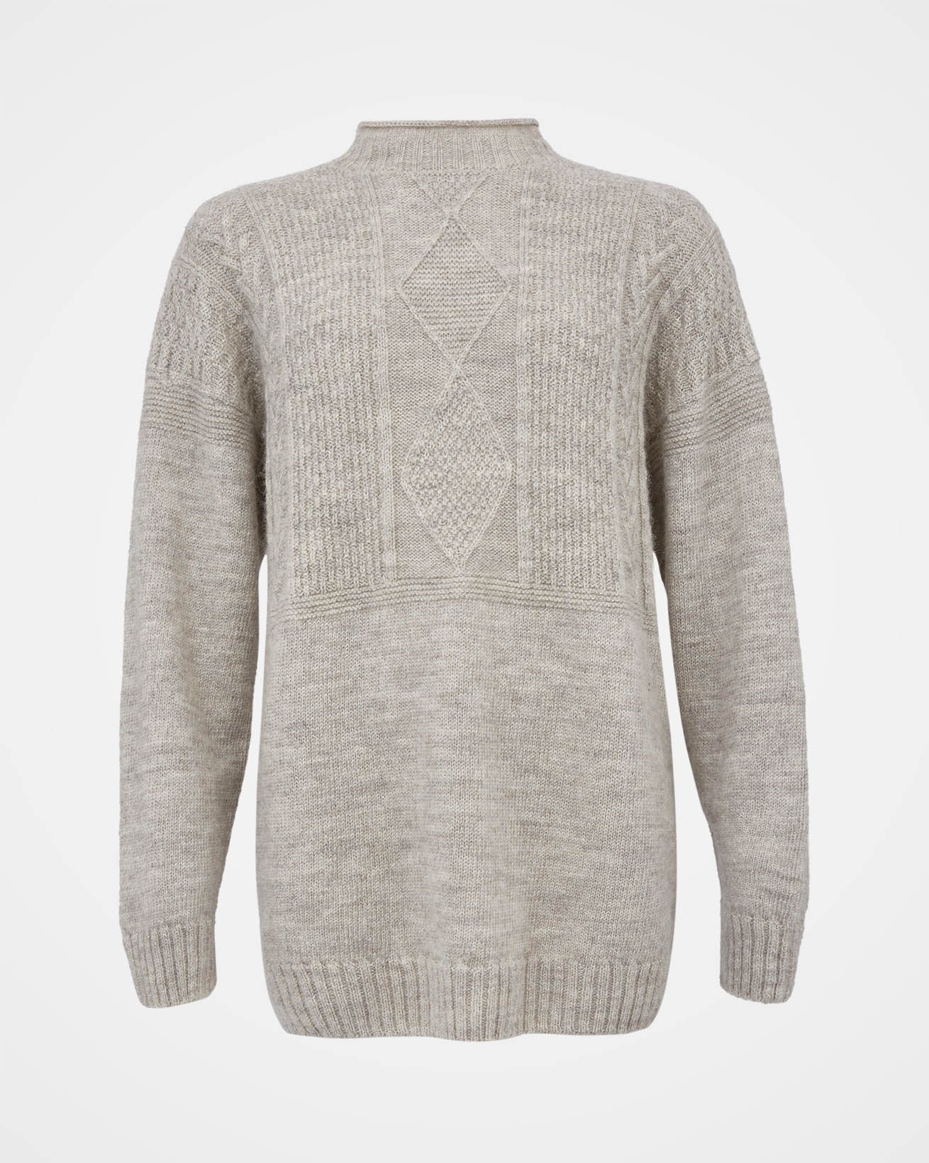 British Wool Gansey Jumper / Undyed Taupe / M