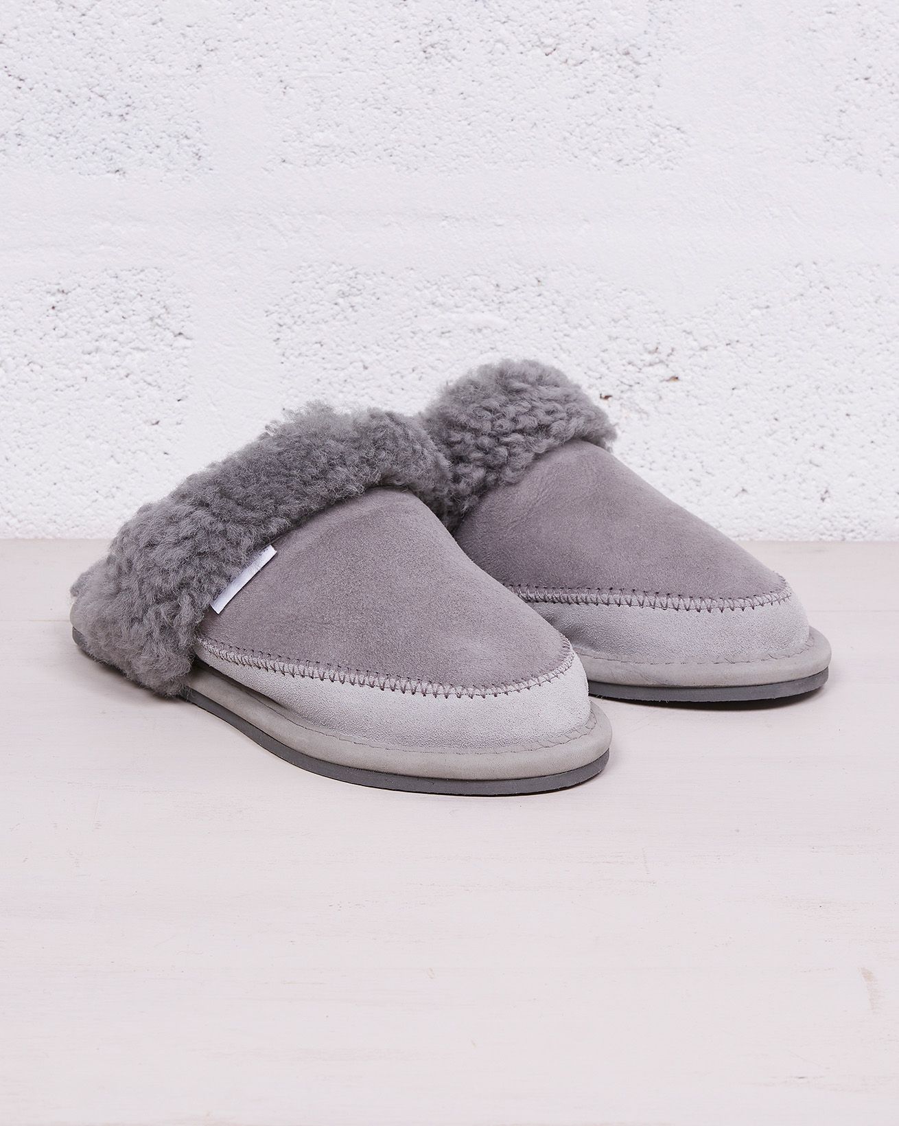 Ladies Moccasin Stitch Mules / Light Grey / UK 6
