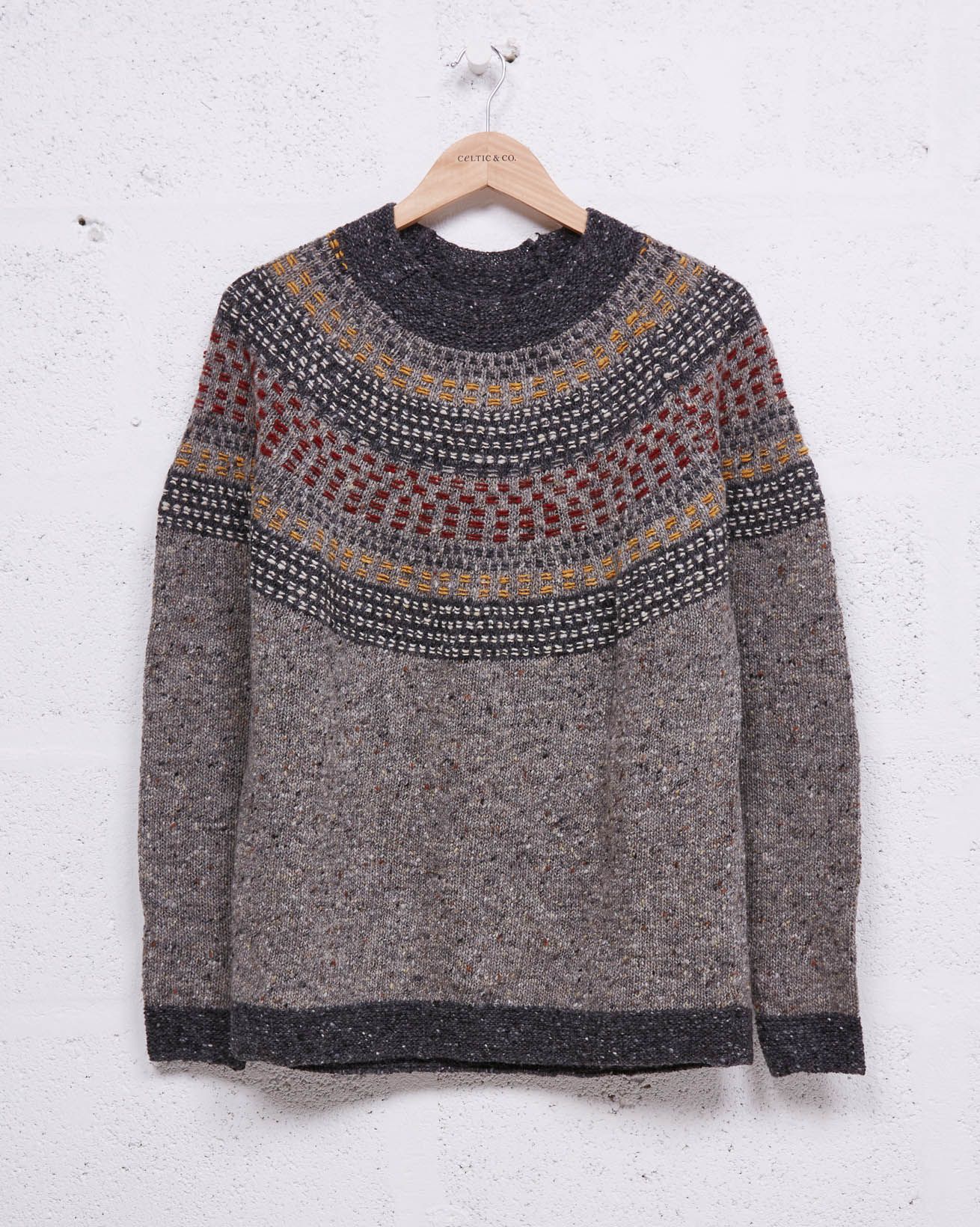 Float Stitch Yoke Donegal Jumper / Dark Fossil / S