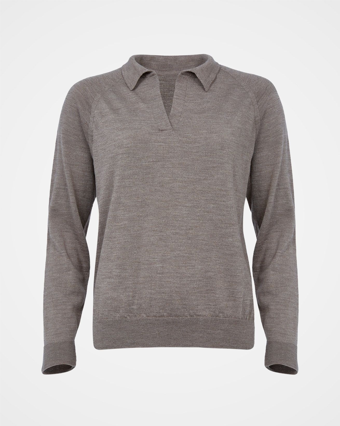 Fine Knit Merino Polo Jumper / Biscuit / S