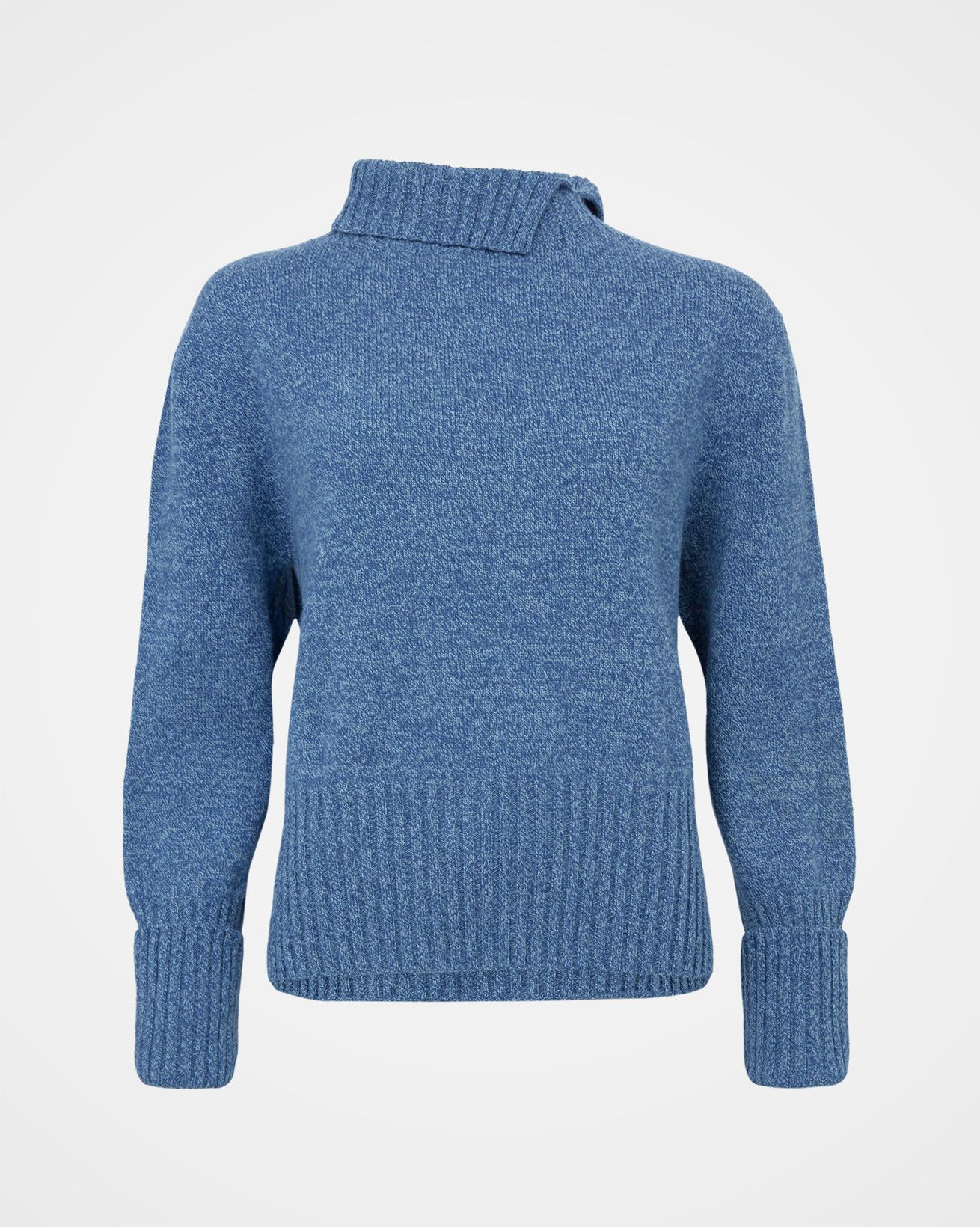 Recycled Wool Split Collar Jumper / Indigo / S