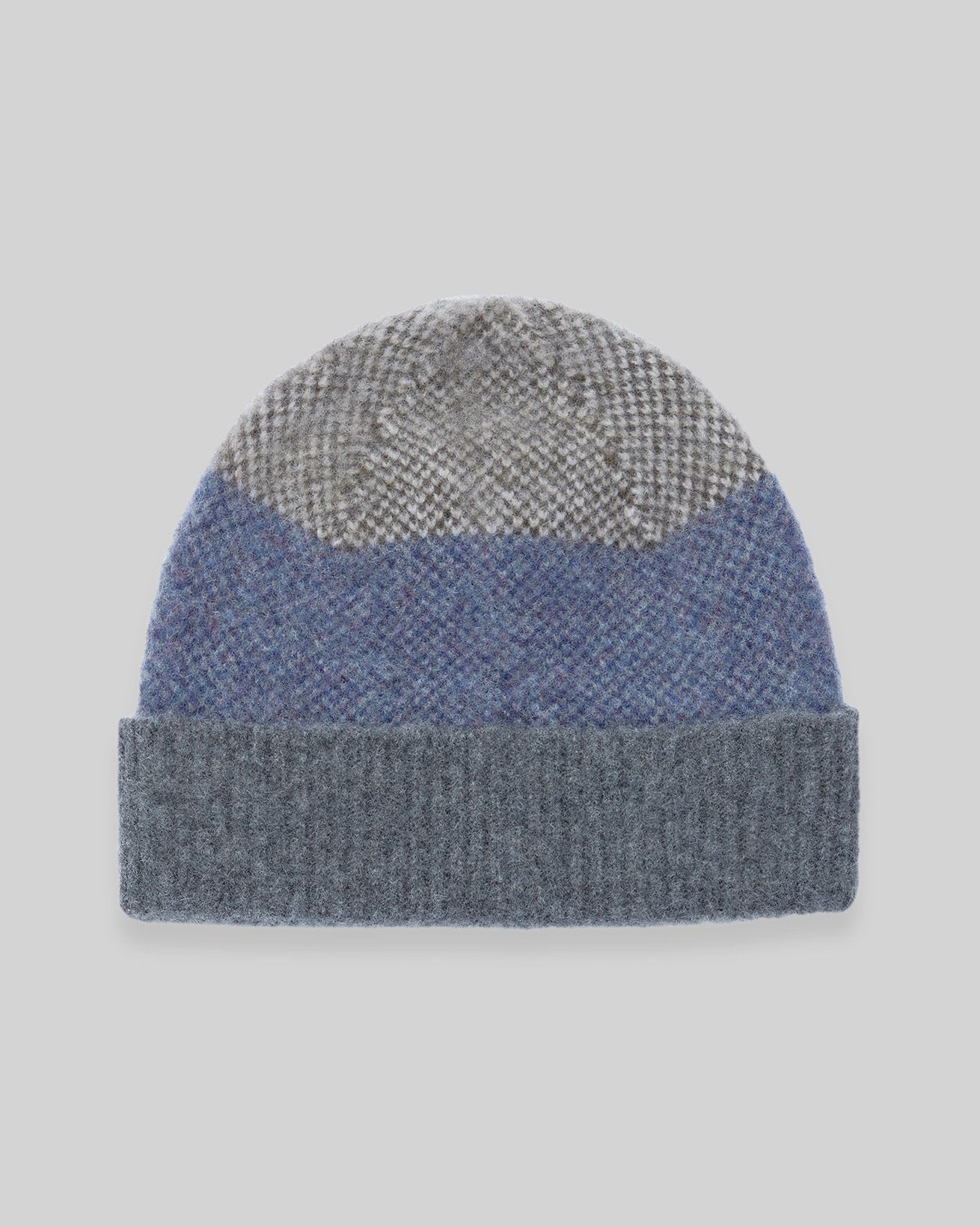 Lambswool Felted Check Beanie 