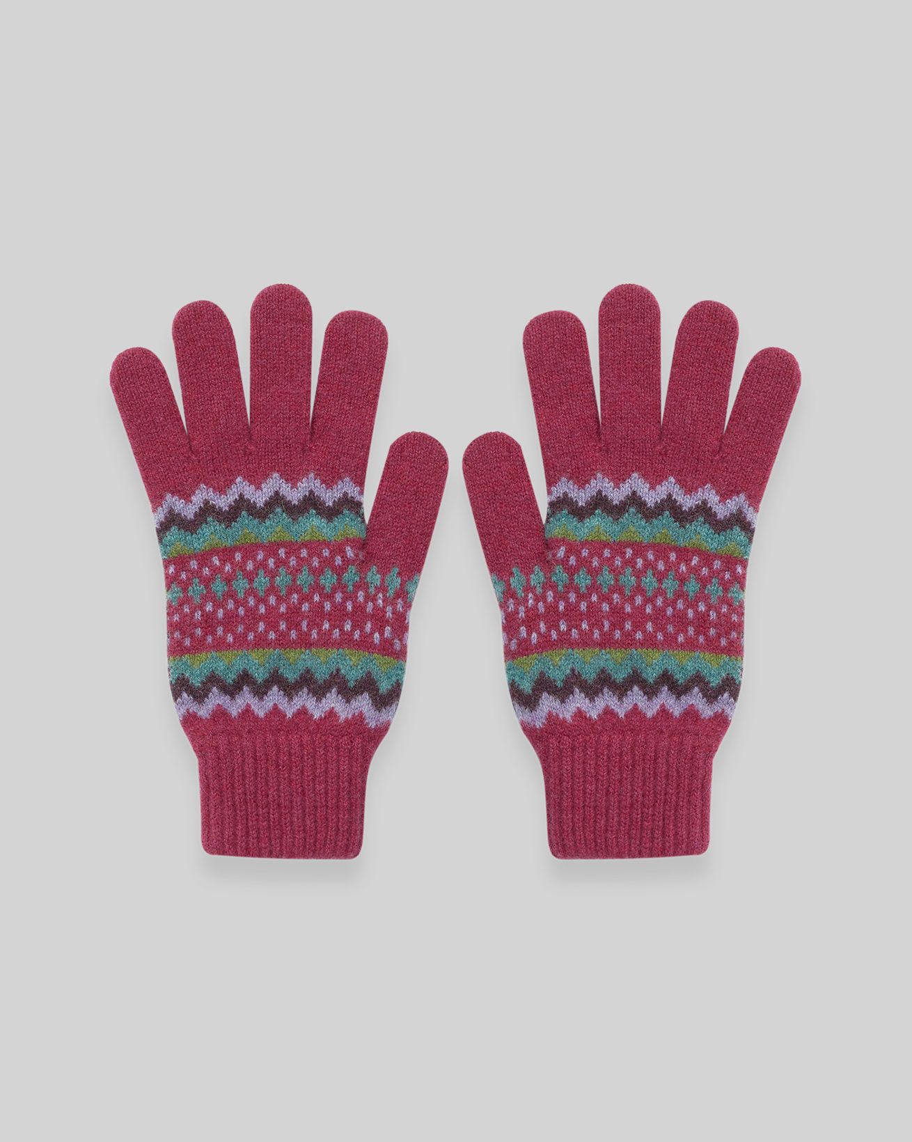 Lambswool Zig Zag Fair Isle Gloves