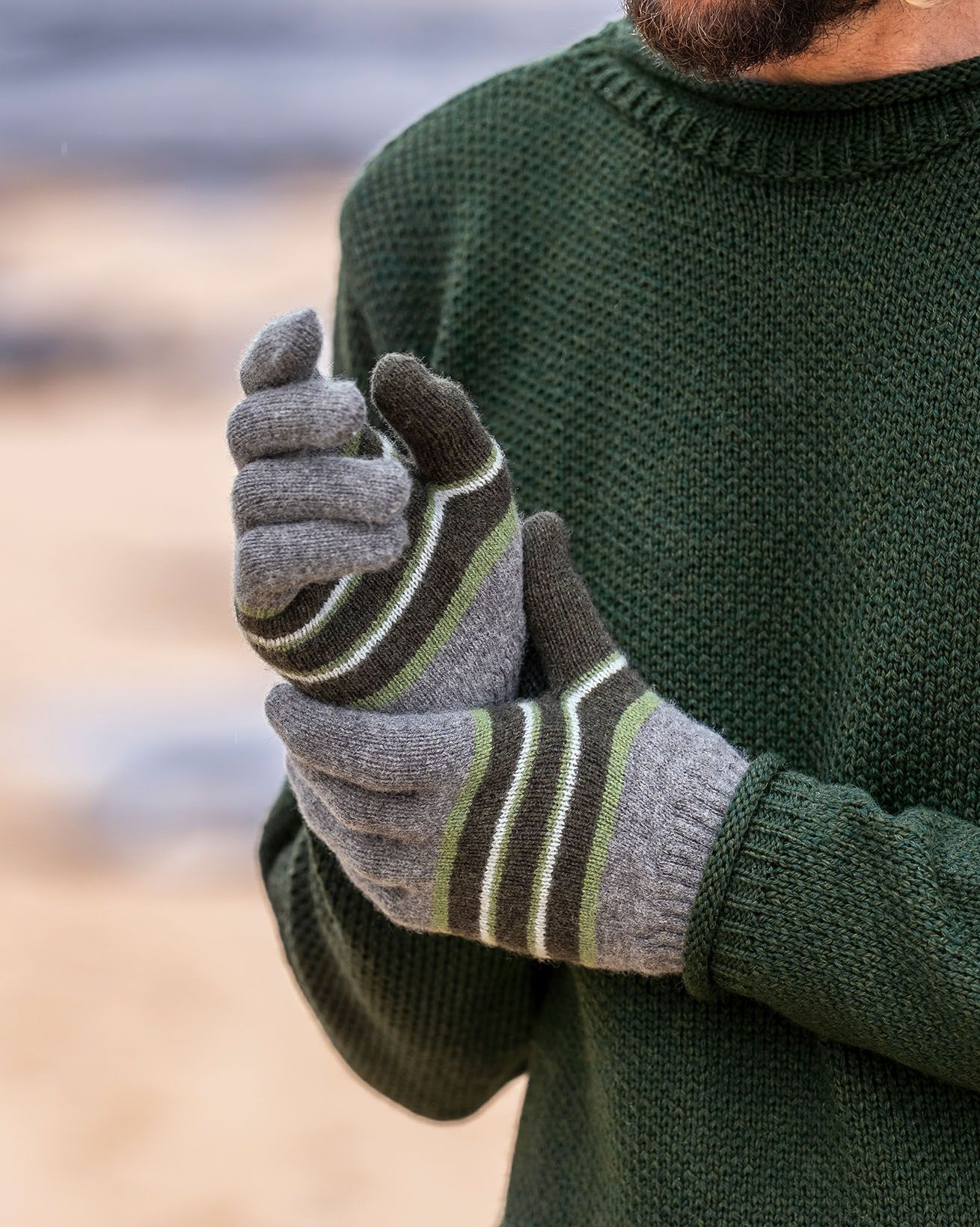 Men's Lambswool Stripe Gloves