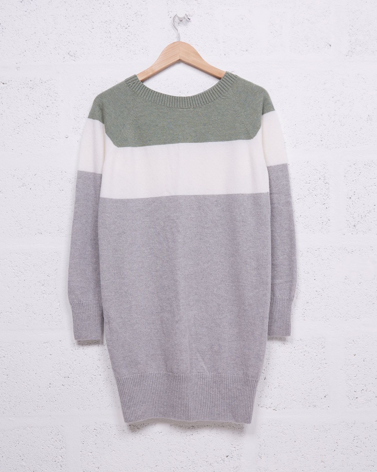 Supersoft Slouch Dress / Sage, White, Grey Colourblock / S