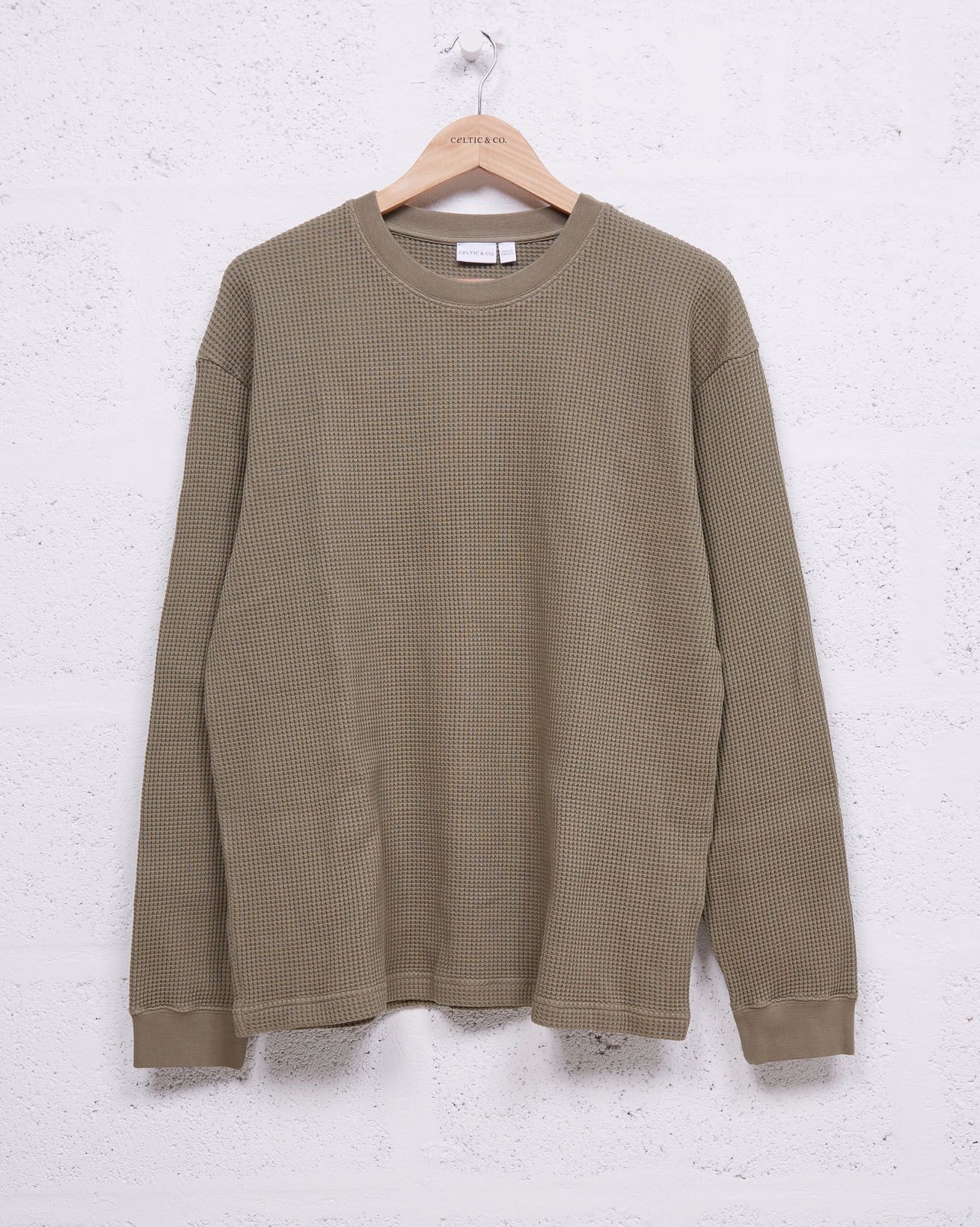 Men's Waffle Weave Long Sleeve / Olive / 10