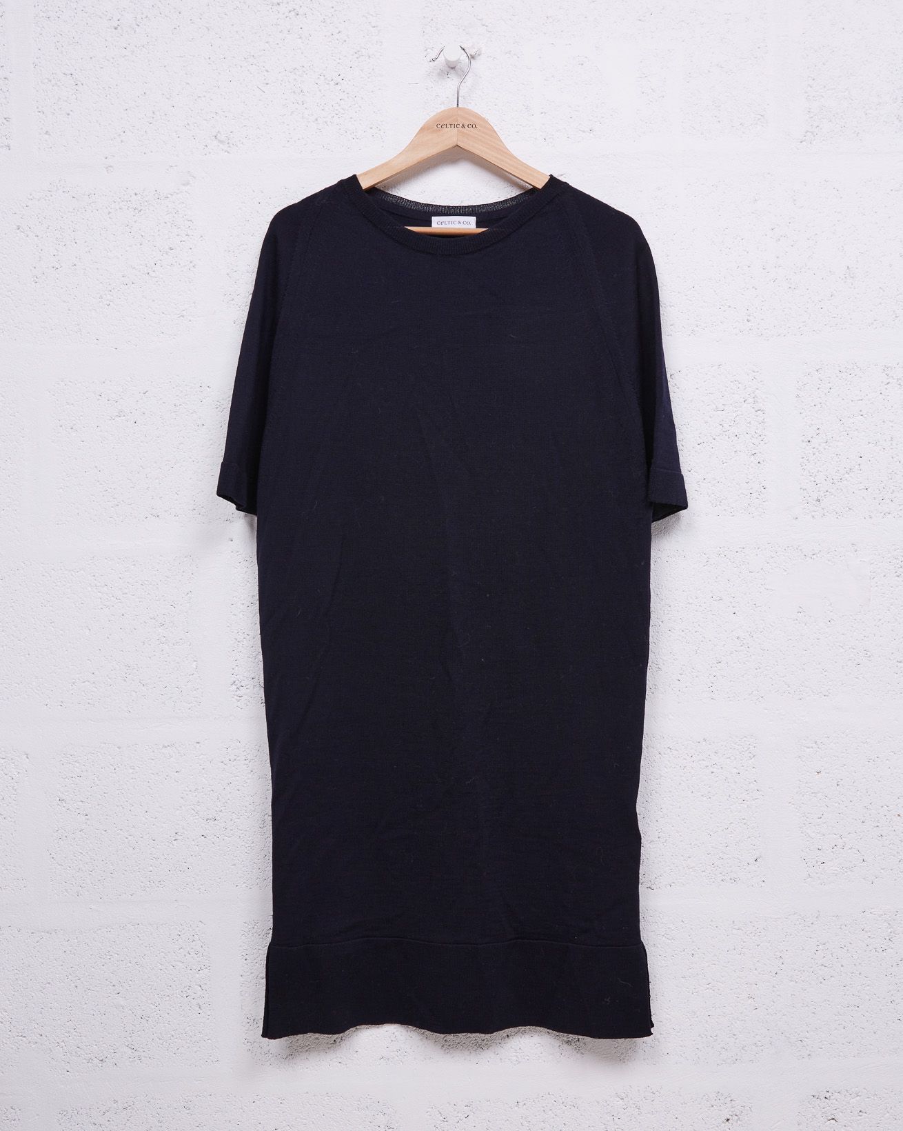 Merino Short Sleeved Midi Dress / Navy / S