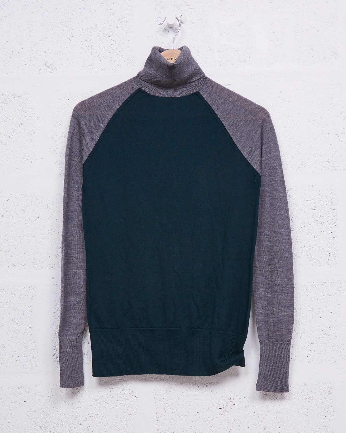 Merino Roll Neck / Green, Grey / S