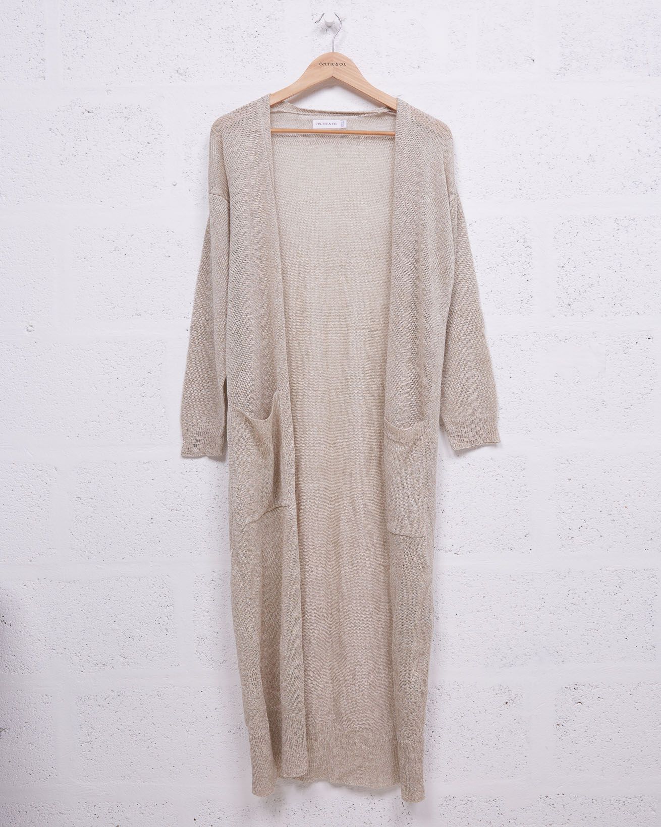 Linen Longline Cardigan / Oatmeal / S