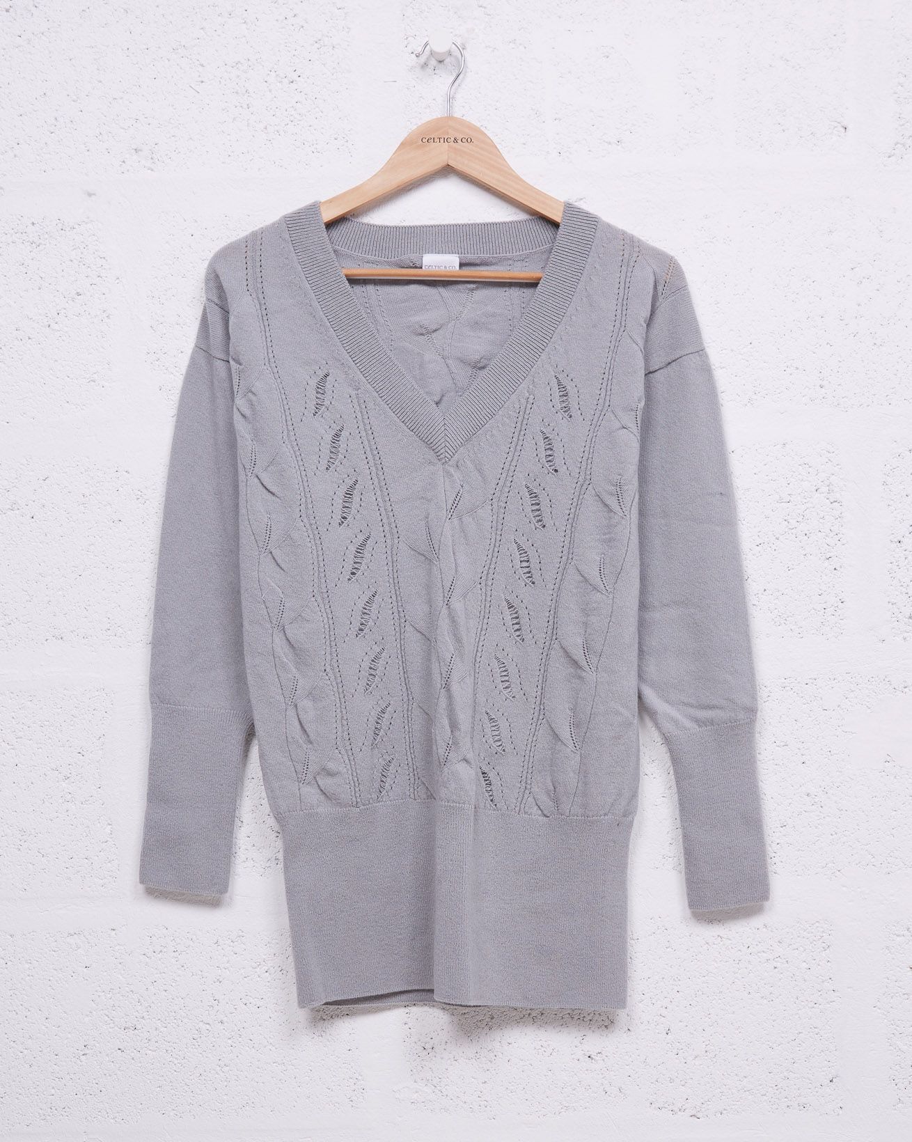 Fine Knit Lace Detailed Top / Stone / S