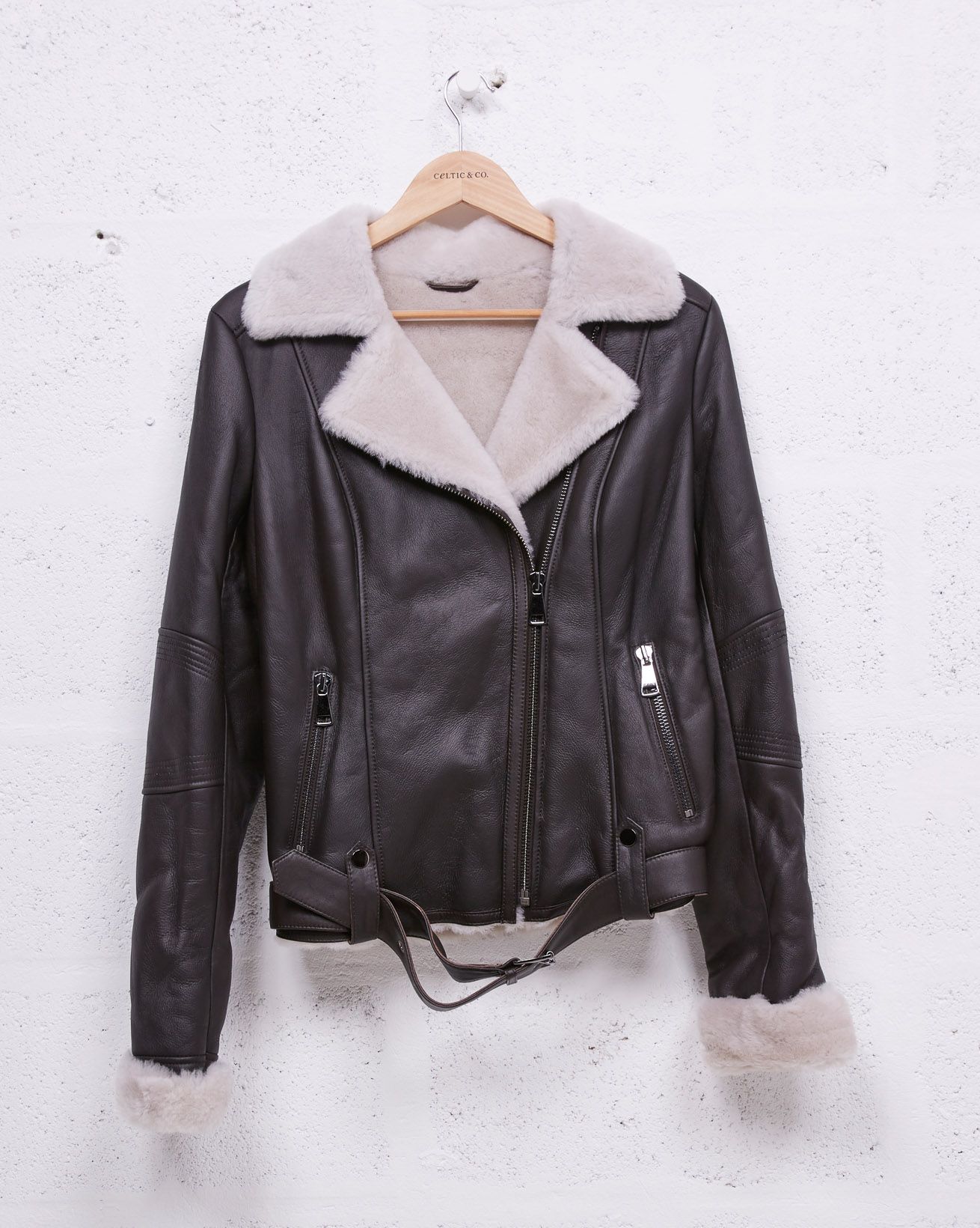 Boyfriend Belted Biker Jacket / Tanners Brown / 10