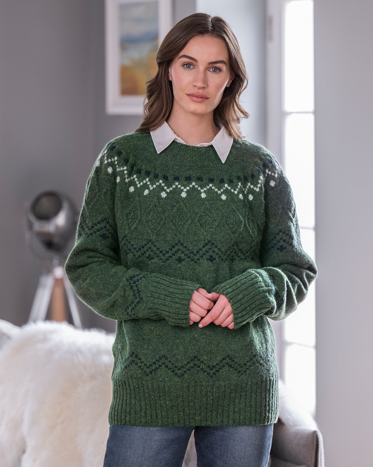 Pull à empiècement Fair Isle et point texturé